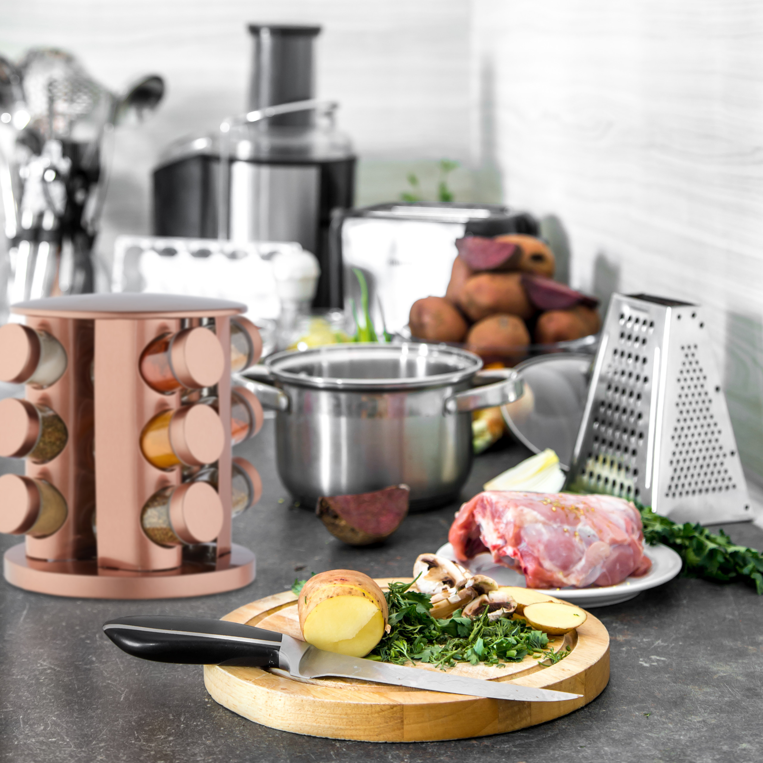 Gewürzkarussell 12 Gläser Edelstahl Drehkarussell Gewürzhalter