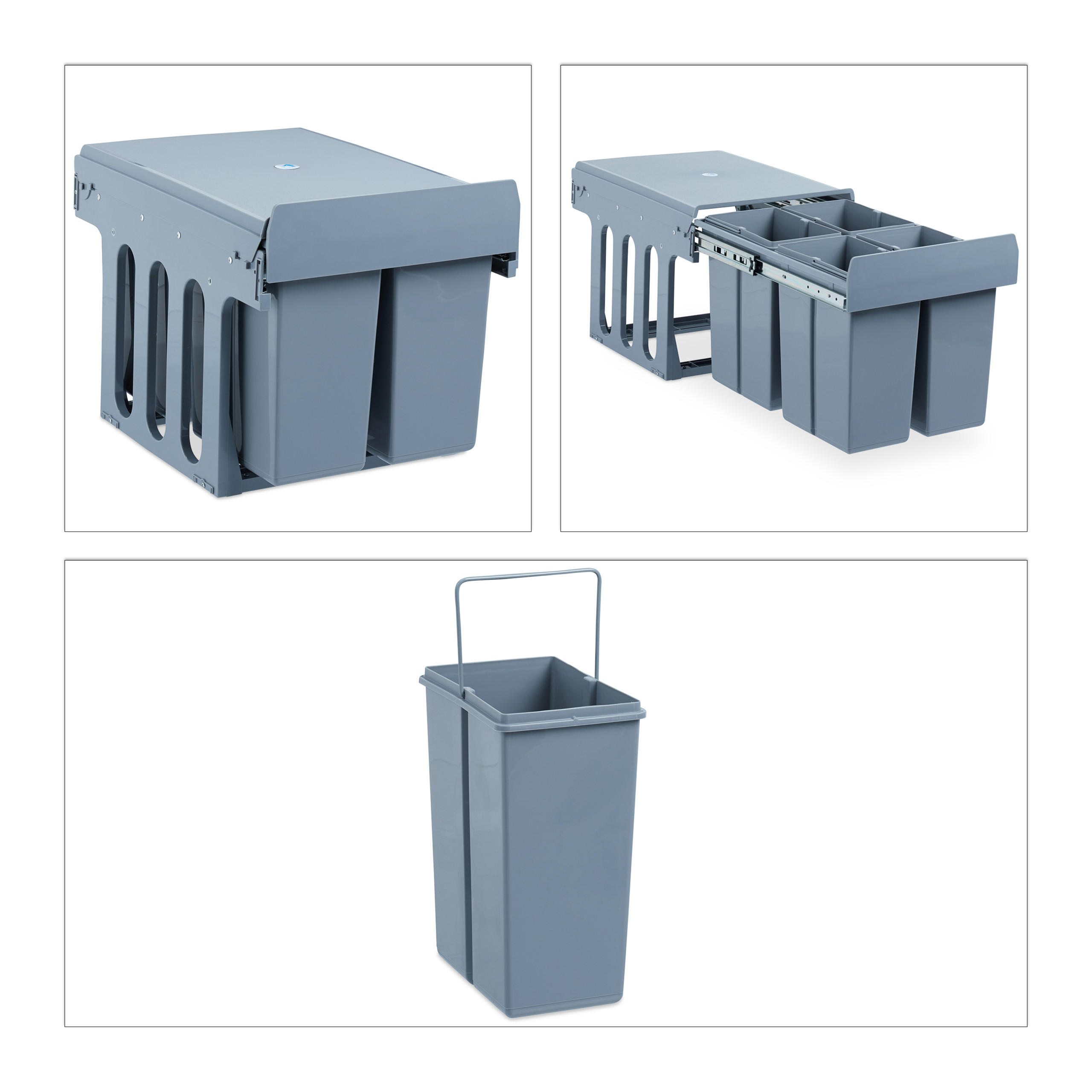 Einbaumülleimer Küche, Müllauszug 4-fach Küchenmülleimer Müllsystem