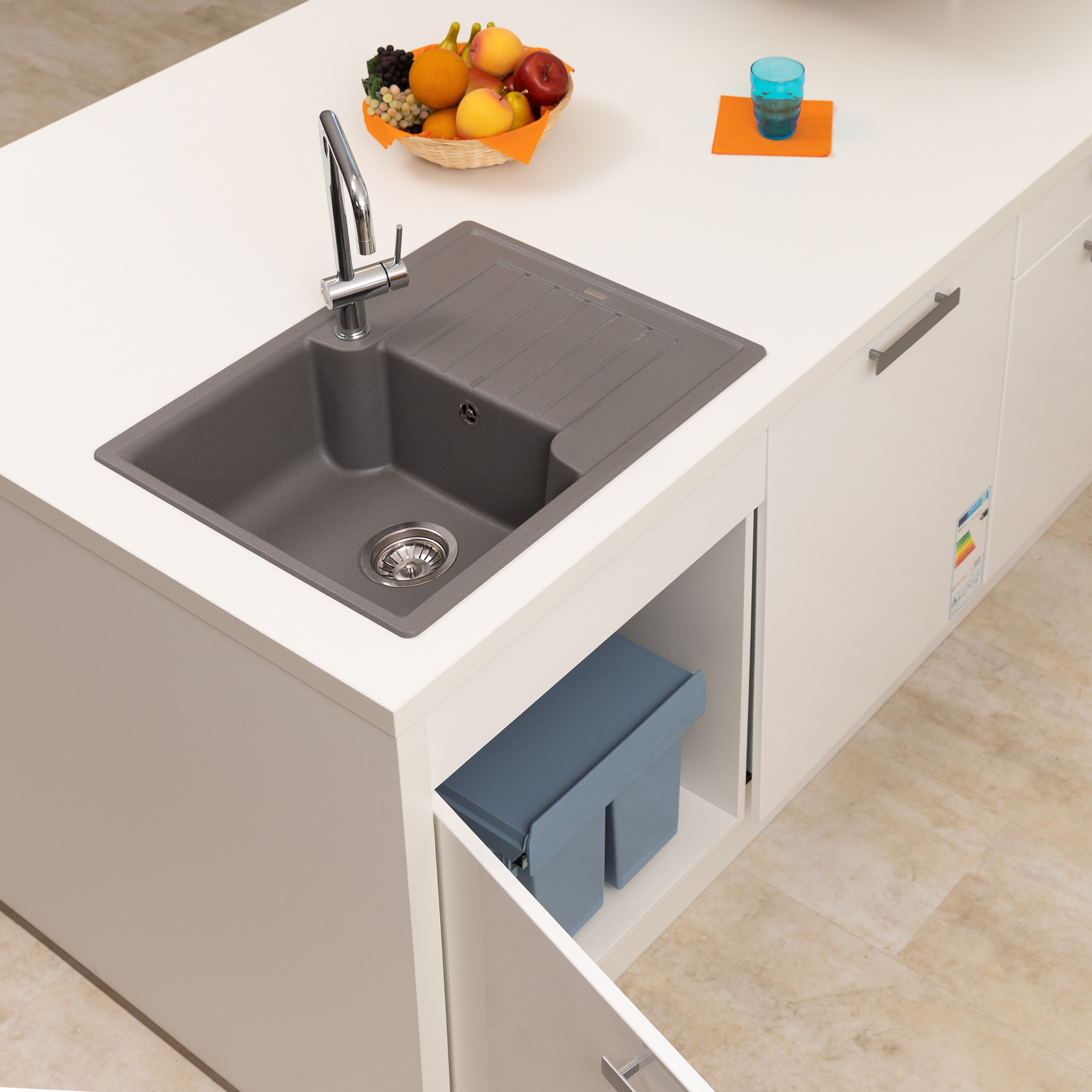 Einbaumülleimer Küche, Müllauszug 4-fach Küchenmülleimer Müllsystem