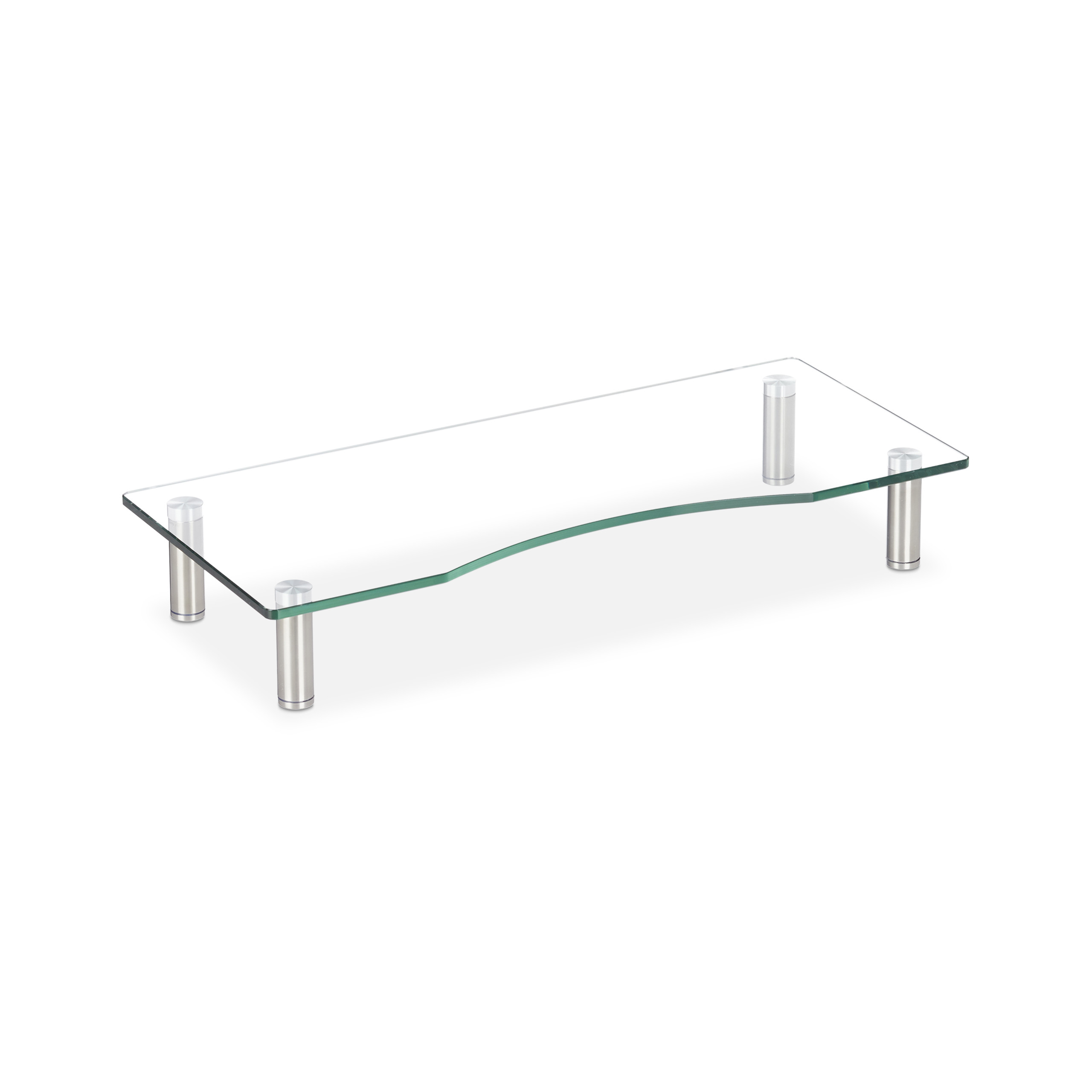 Supporto Monitor Regolabile Relaxdays - Alzatina Per PC E TV, 70x24 Cm, Vetro Temperato, Altezza Regolabile 9-11 Cm