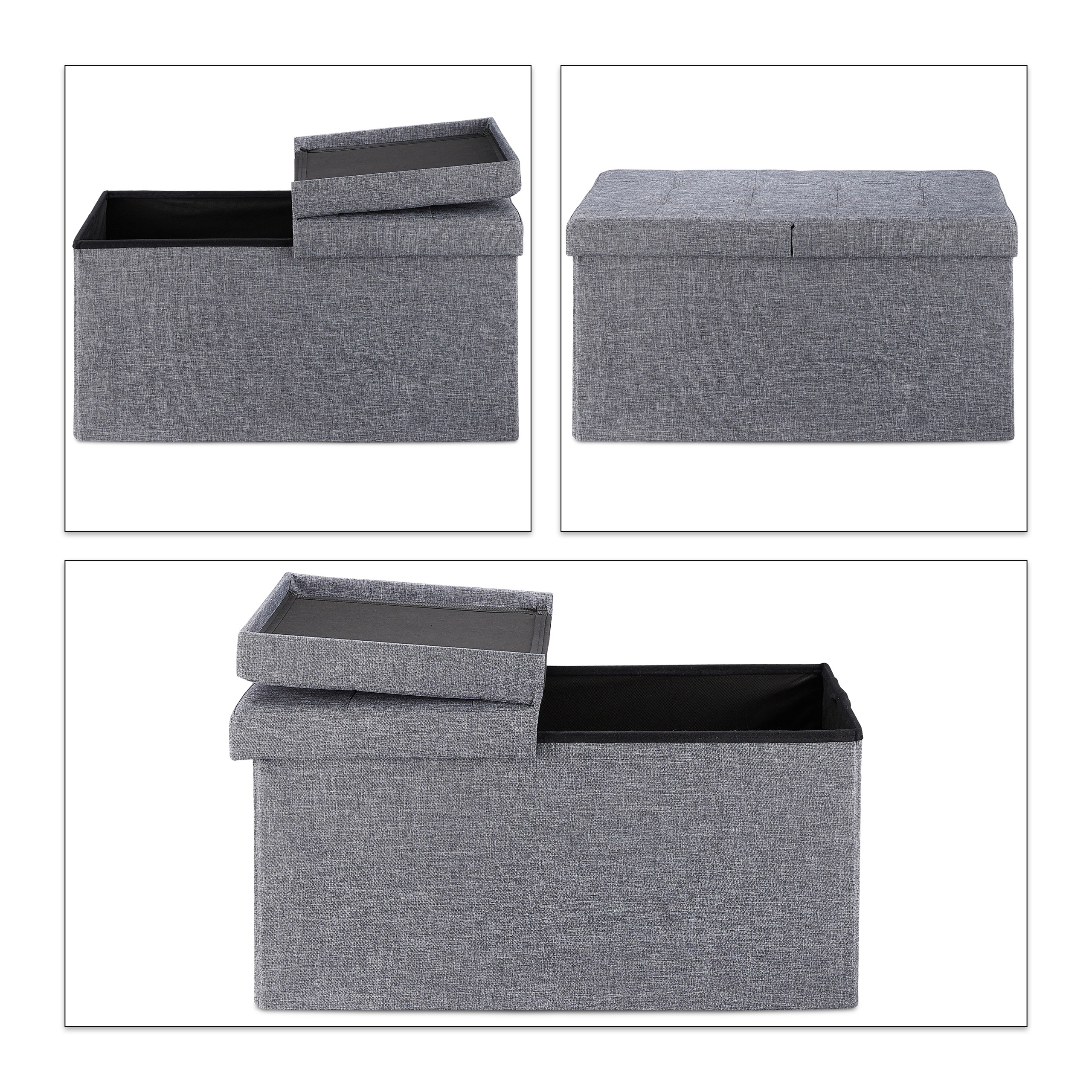 Baúl almacenamiento, Puff asiento almacenaje, Reposapiés salón, Banco