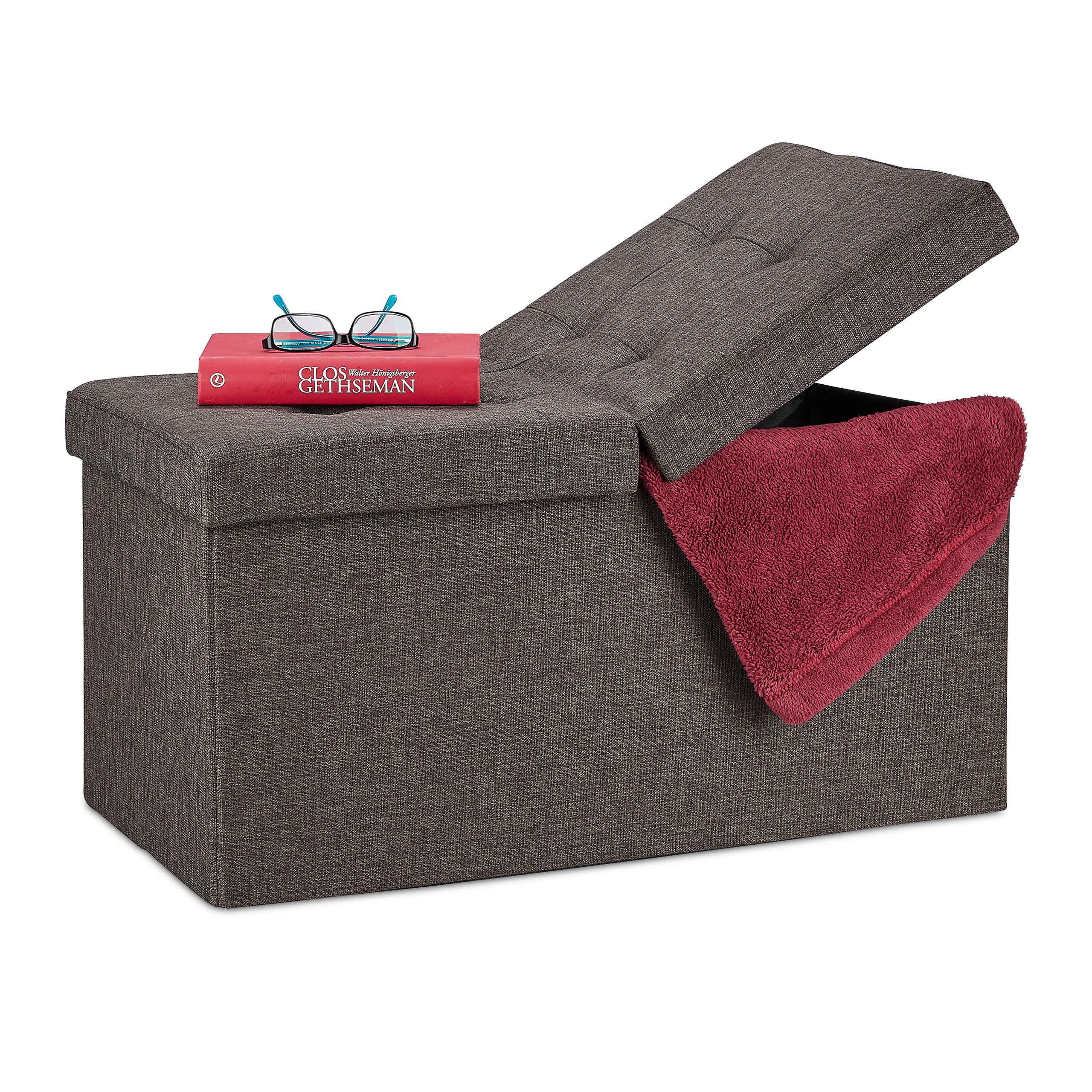 Baúl almacenamiento, Puff asiento almacenaje, Reposapiés salón, Banco