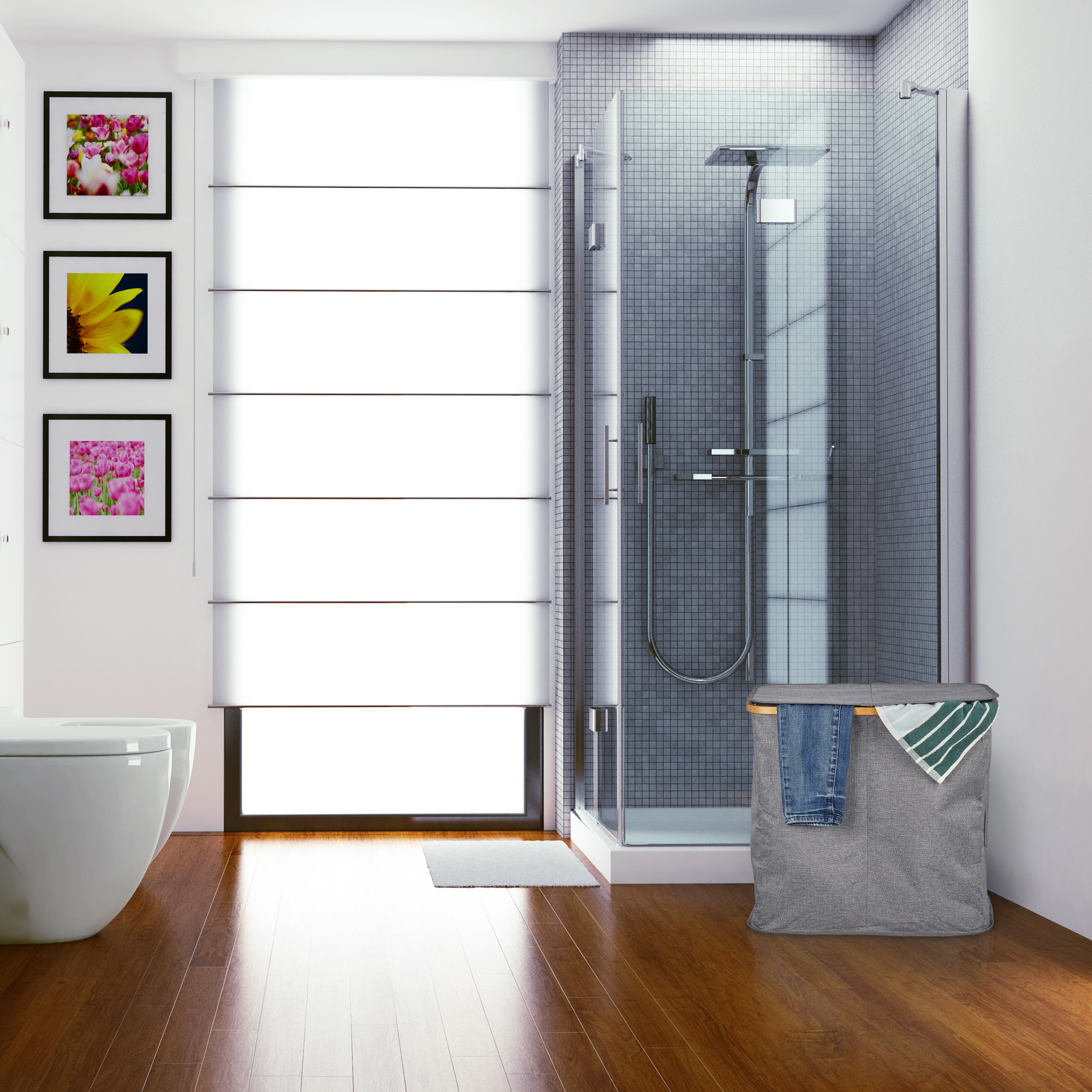 Wäschekorb faltbar rechteckig Wäschesortierer 2 Fächer Wäschetonne