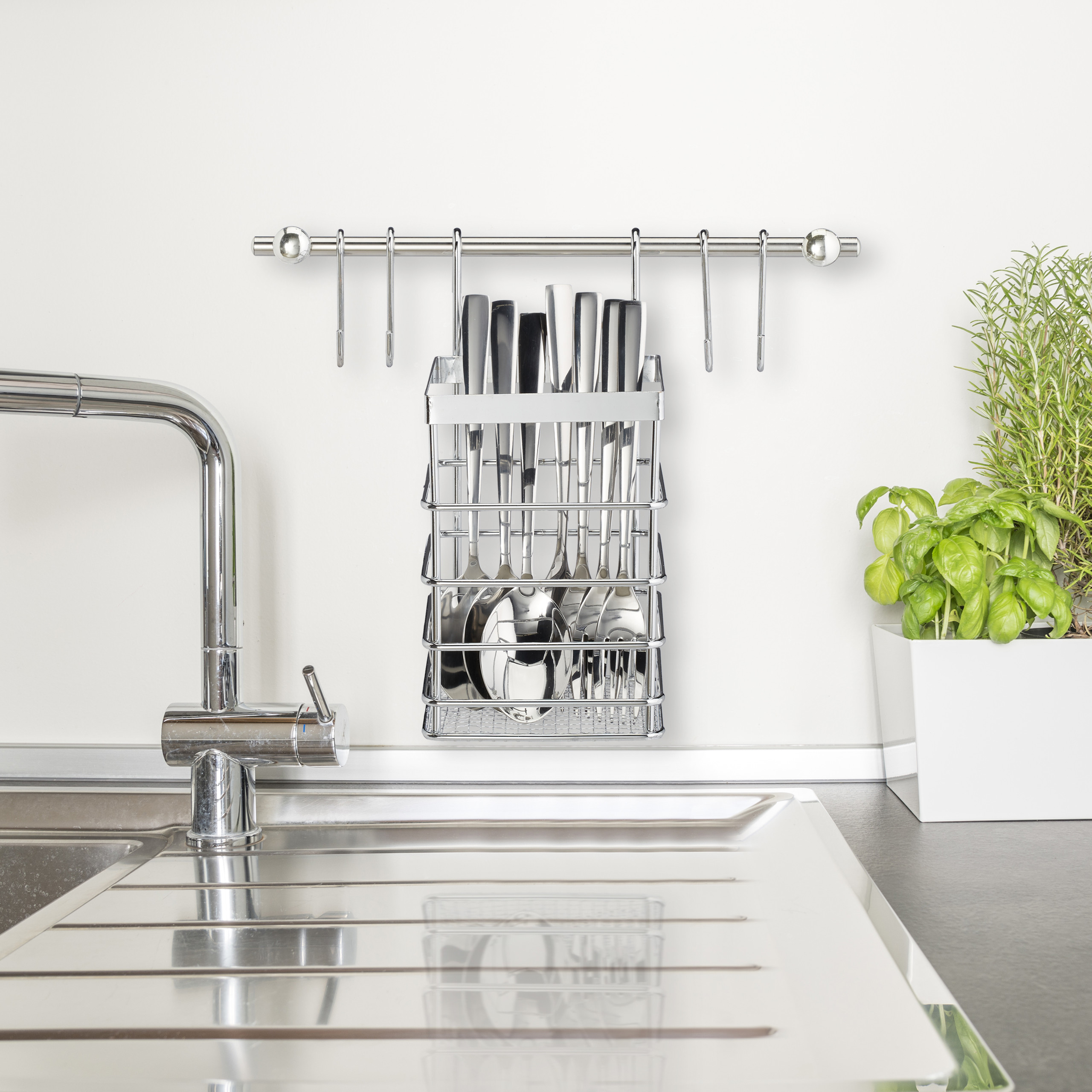 4 x Küchenutensilienhalter Küchenrollenhalter Hängeleisten Haken