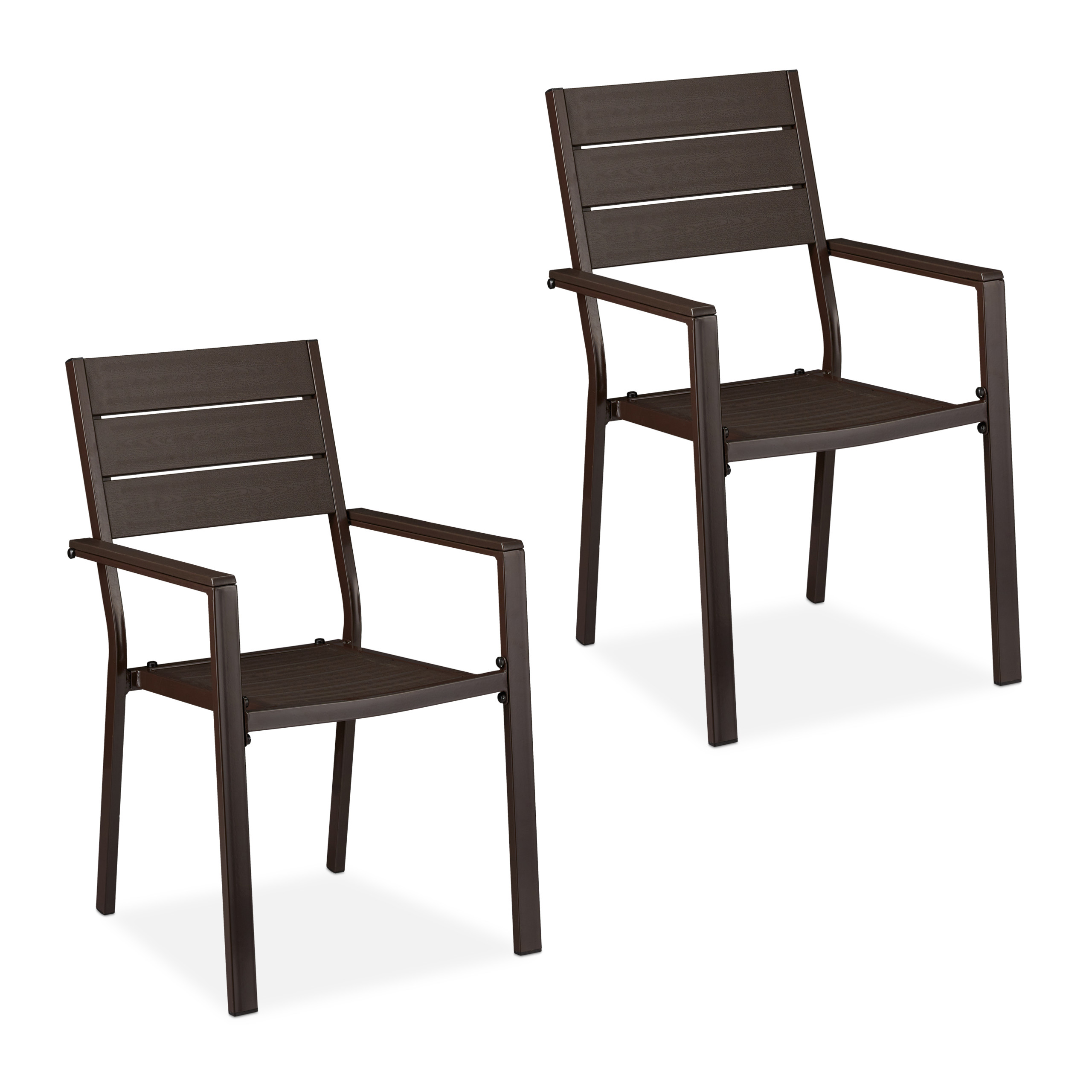 Gartenstuhl Holzoptik 2er Set Balkonstuhl Terrassenstuhl Metall