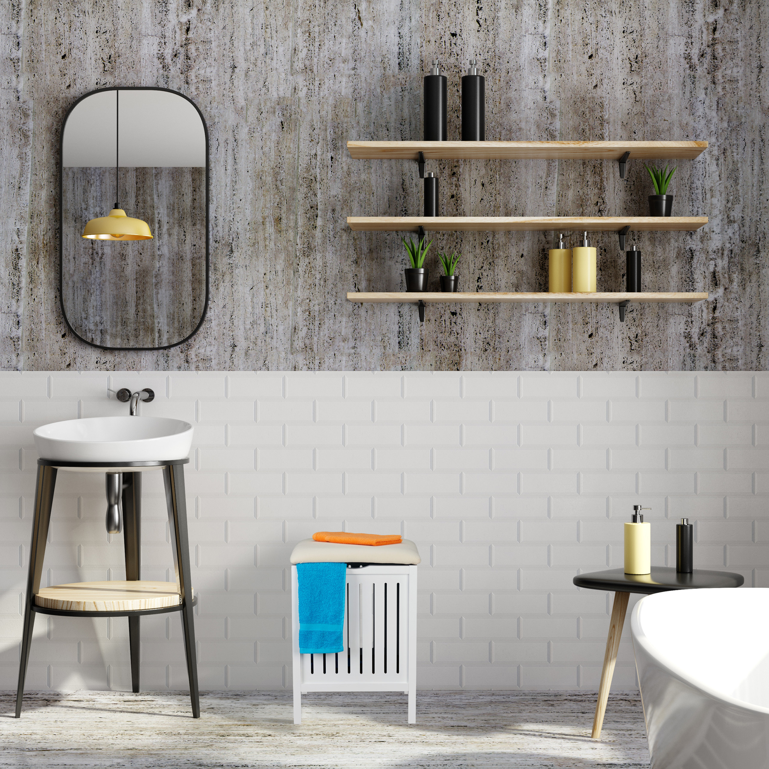 Wäschekorb mit Sitz, Wäschehocker Weiß, Wäschesammler Holz Badhocker