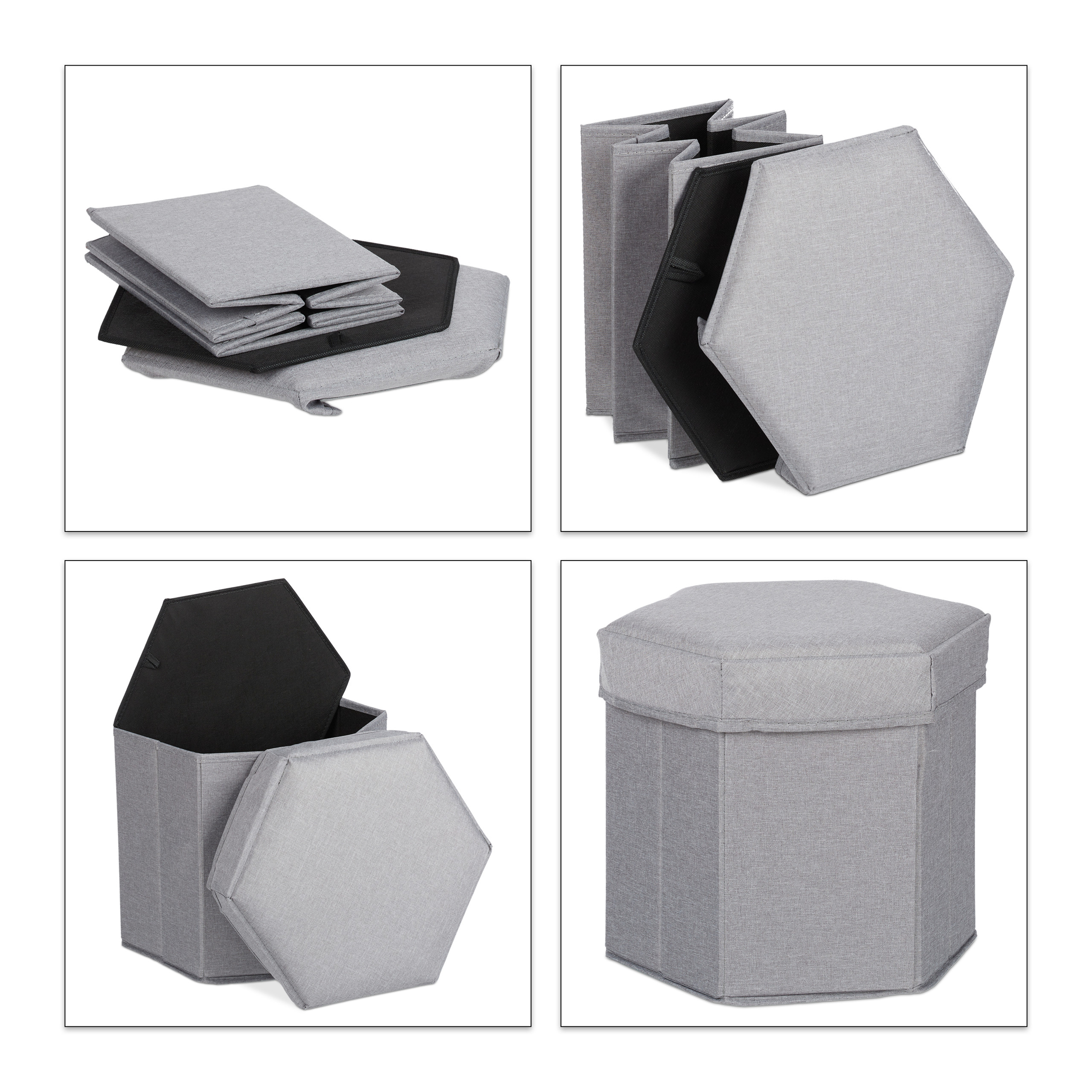 Sitzhocker mit Stauraum, Stoffhocker Fußhocker Aufbewahrungshocker