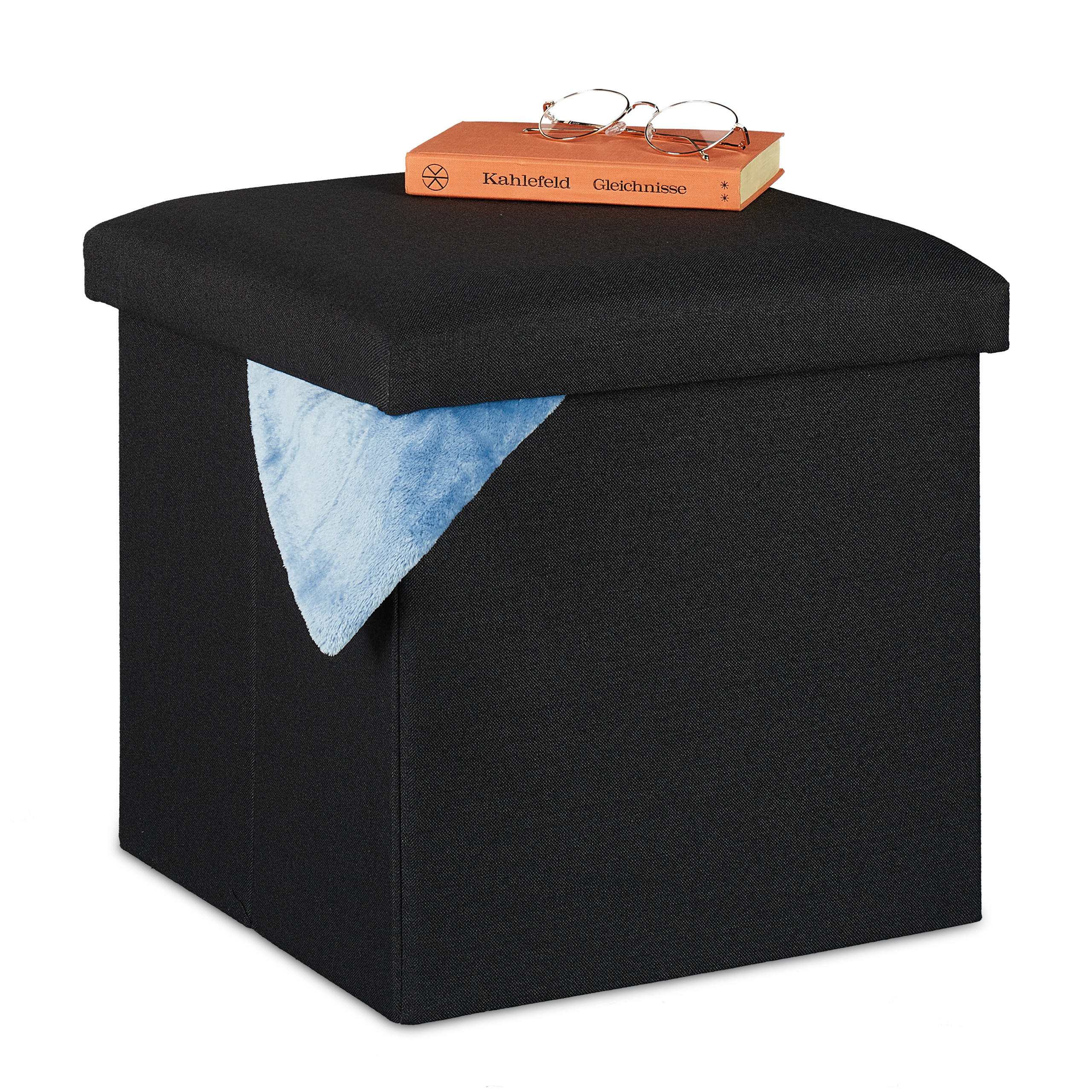 Sitzhocker mit Stauraum, Würfelhocker faltbar, Aufbewahrungshocker