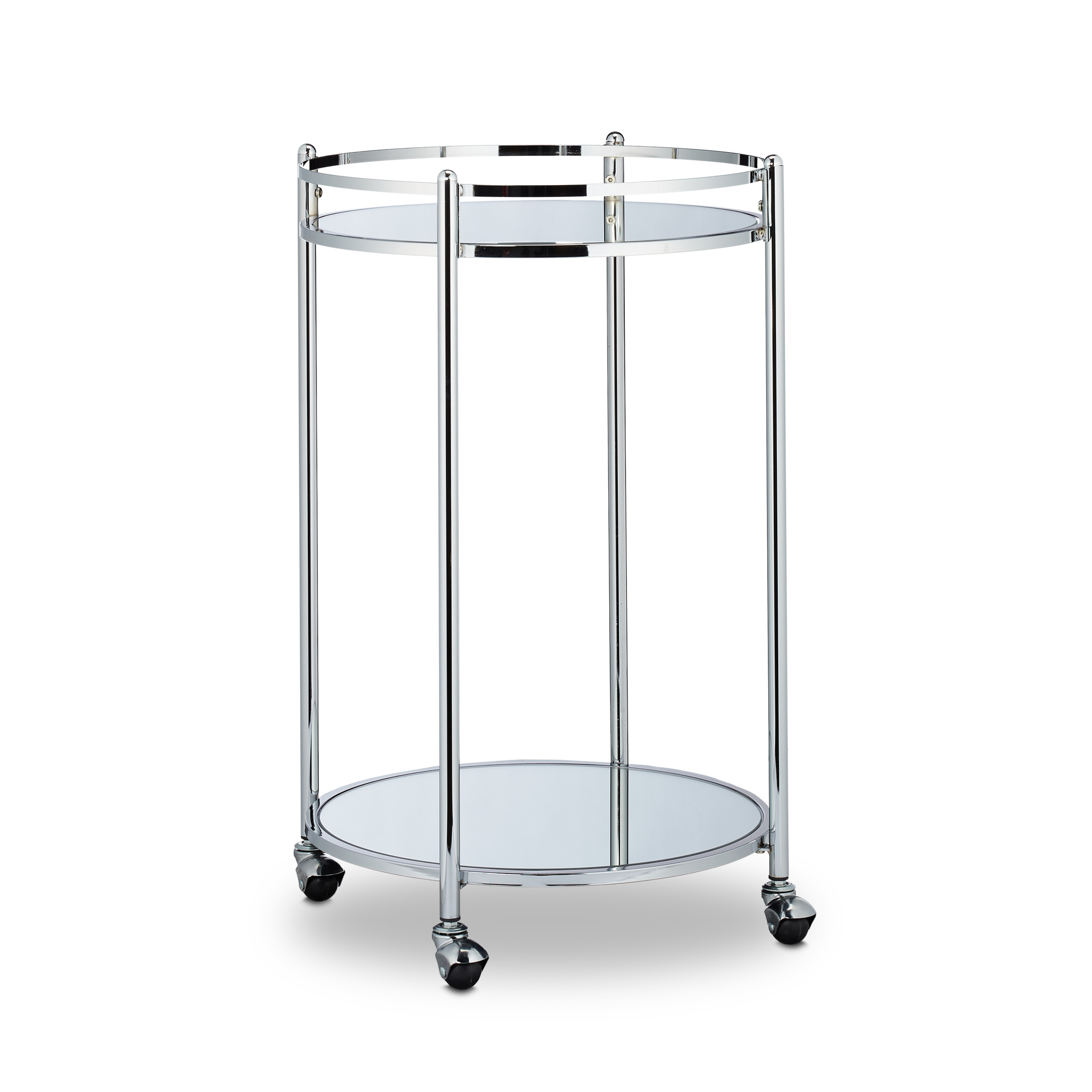 Servierwagen Weinwagen rund Metall Küchenwagen Barwagen silber