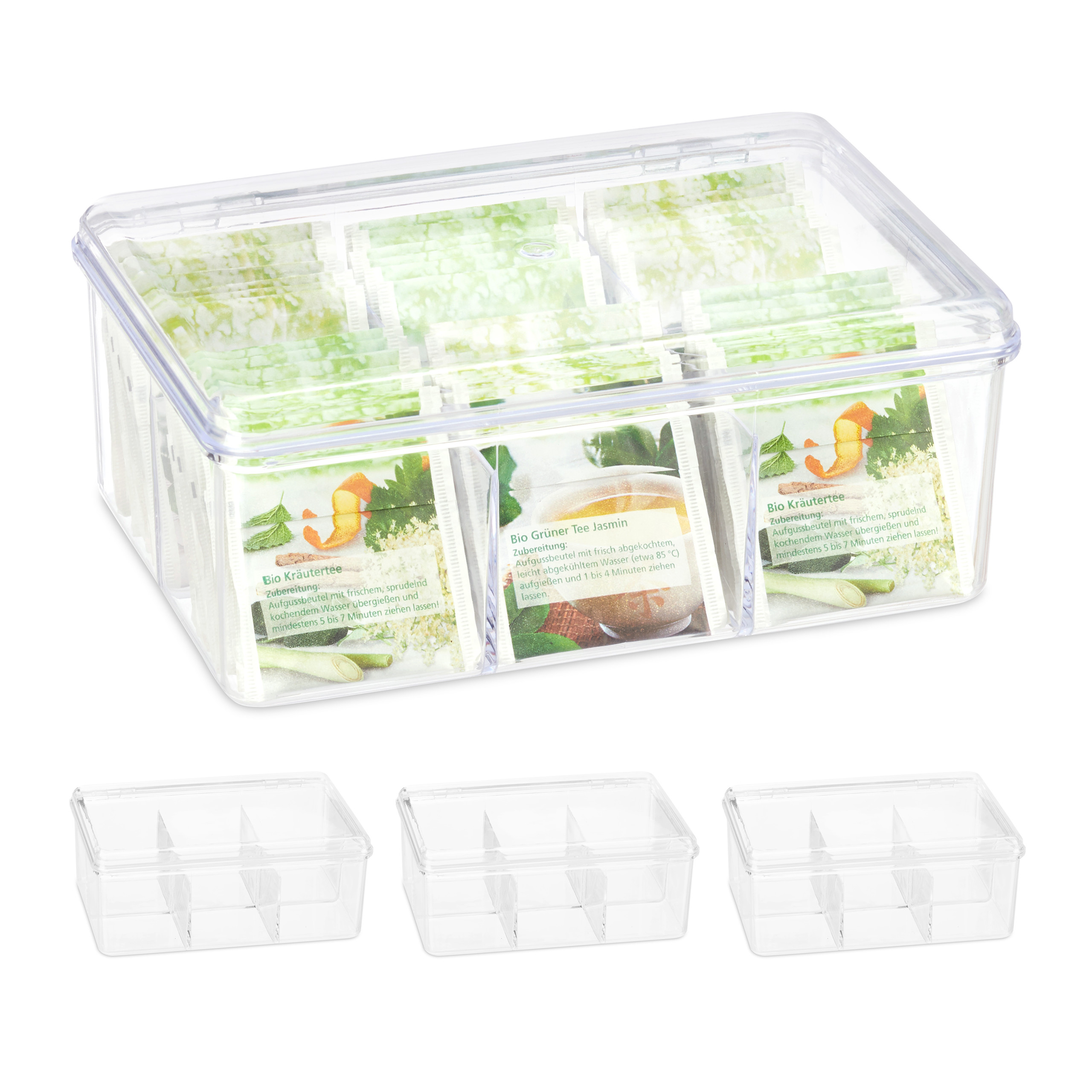 4 x Teebox Teebeutelbox Teespender Teeregal Teedose Teeorganizer