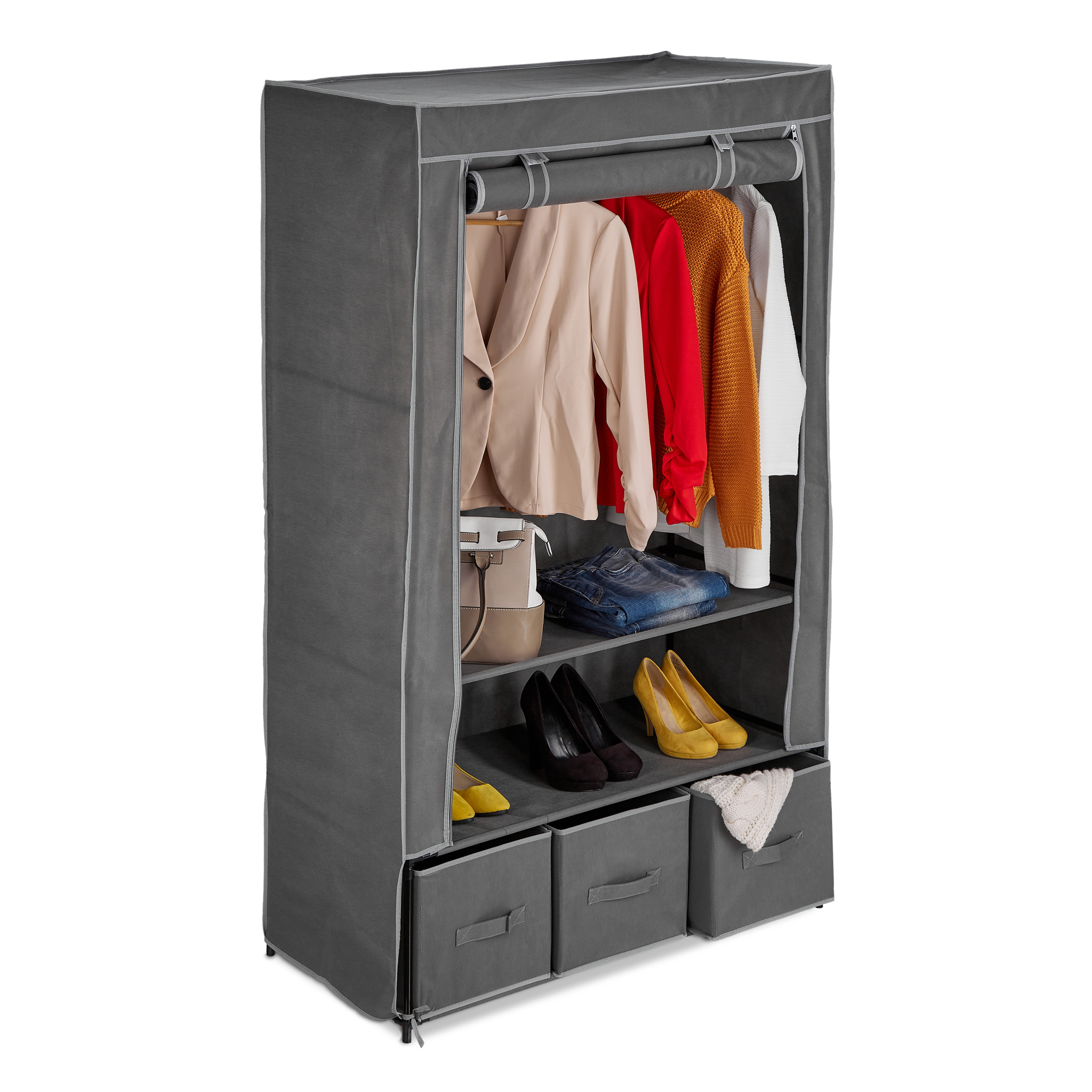 PENDERIE TISSU 3 tiroirs Armoire Camping Armoire pliante Tringle à