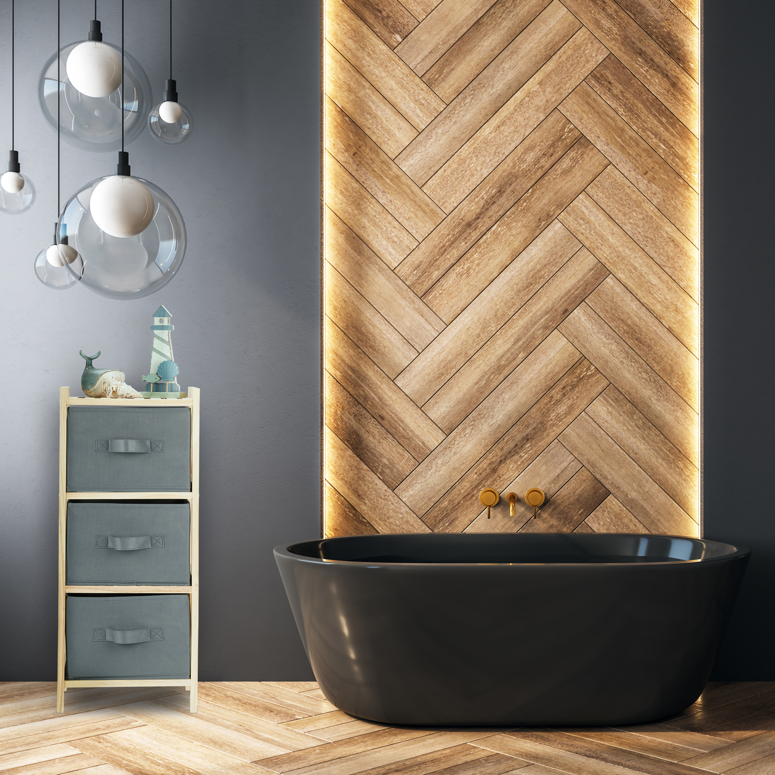 Badregal, Aufbewahrungsregal mit 3 Schubladen, Standregal Korbregal