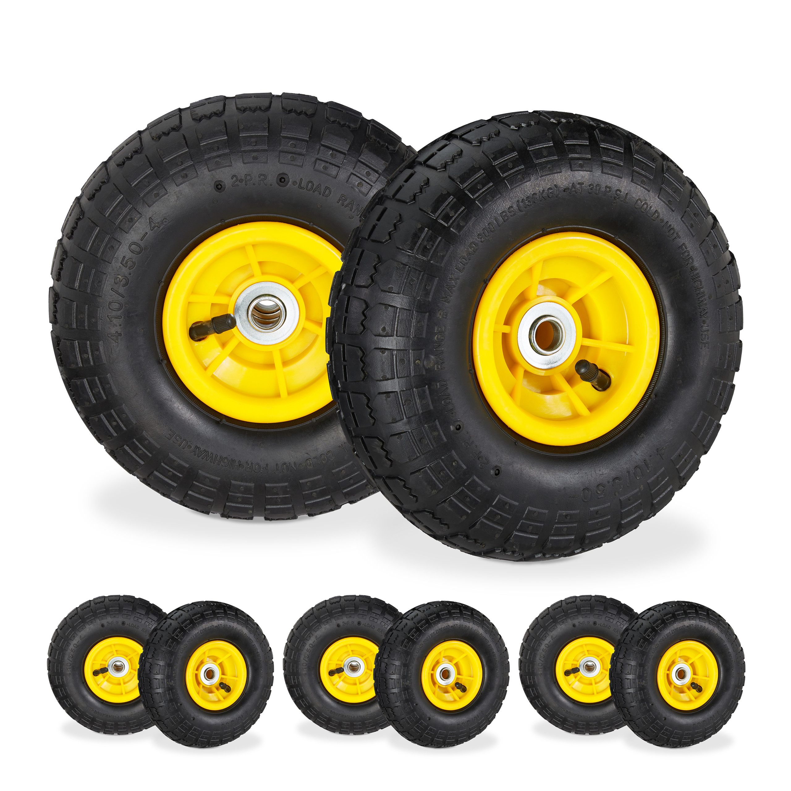 8 X HAND cart wheel, handcart wheel 4.1/3.54, pneumatic tires black