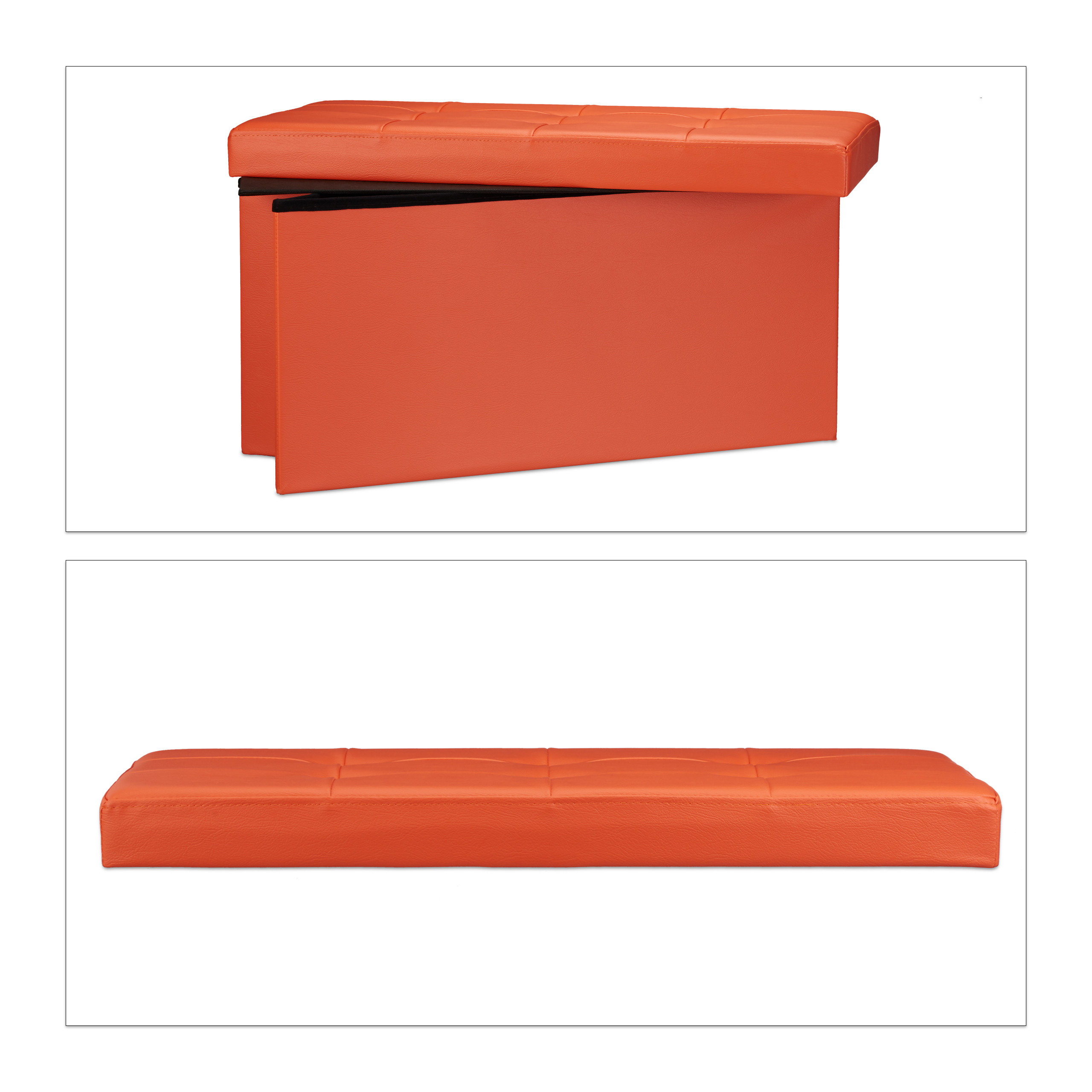 Faltbare Sitzbank mit Stauraum Kunstleder stabil 38x 76x 38 cm