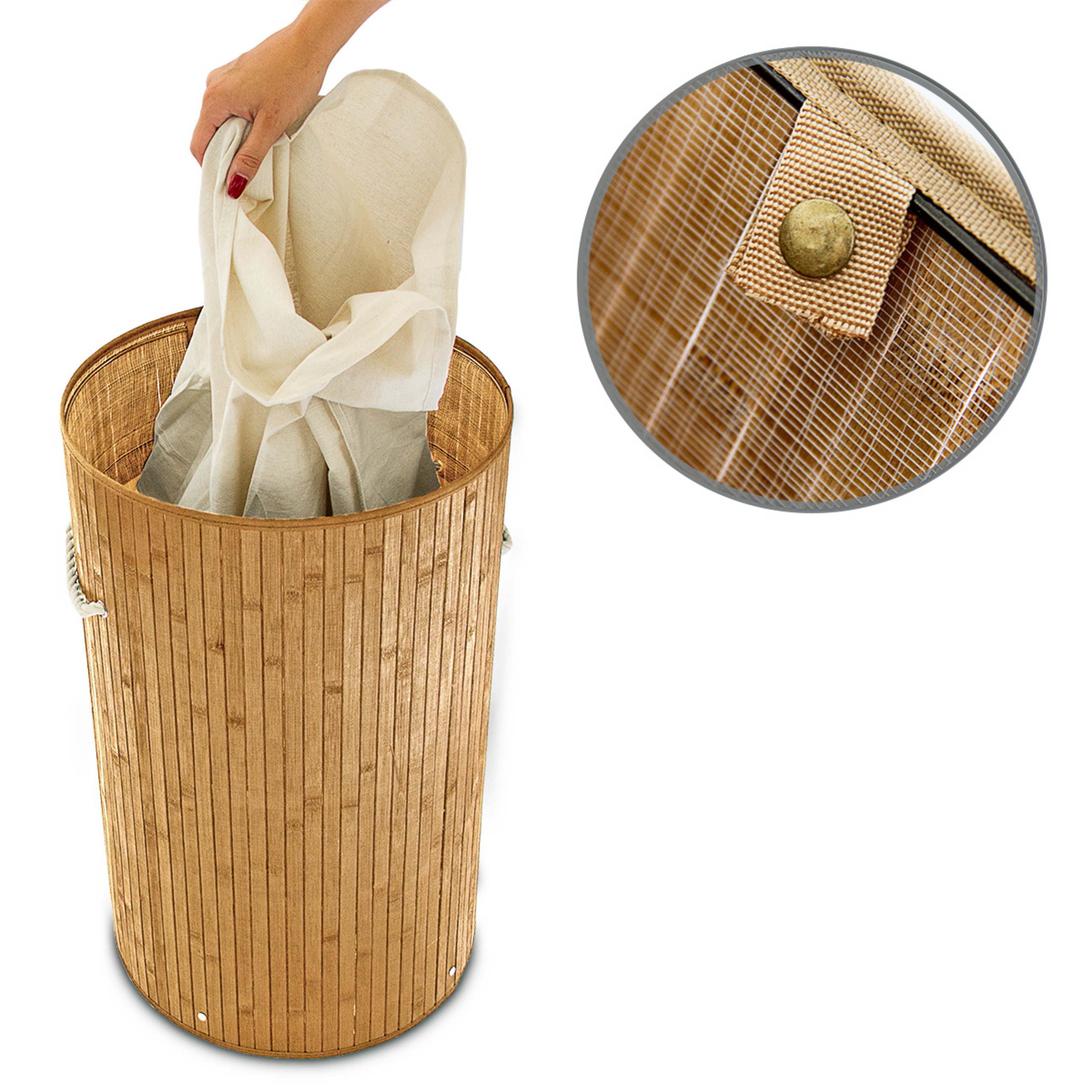 LAUNDRY BASKET BAMBOO round 70 l Laundry box Laundry basket Laundry Bin
