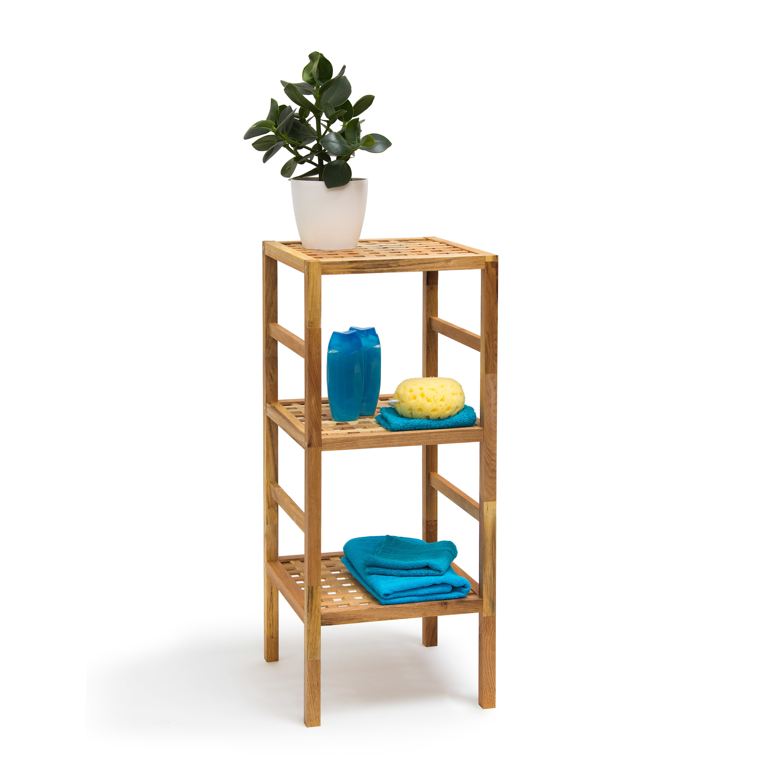 Badregal Holz Standregal Walnuss geölt 3 - 5 Böden Badezimmerregal