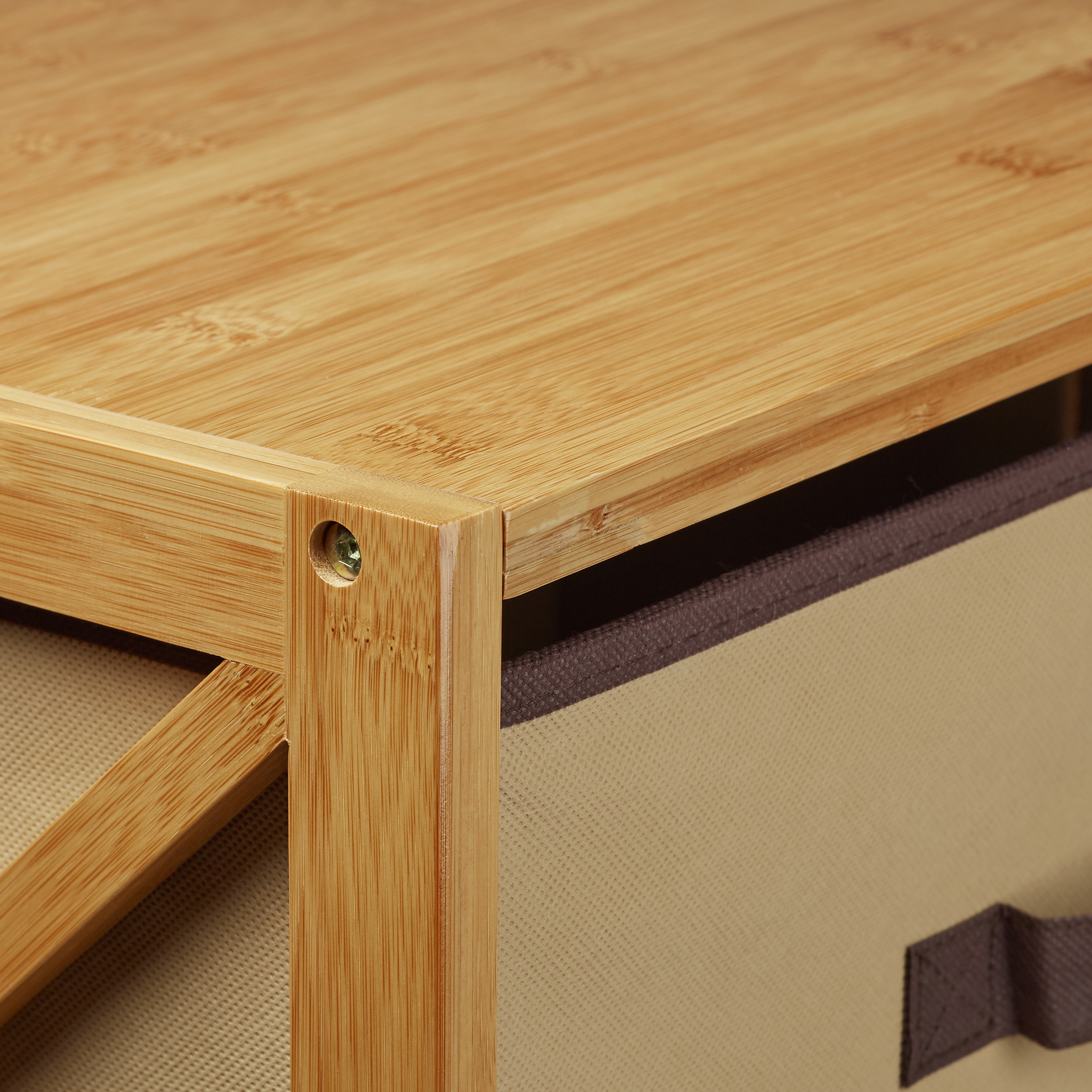 Regal Bambus mit Korb, Faltbox, 2-4 Ablagen, Holzregal natur