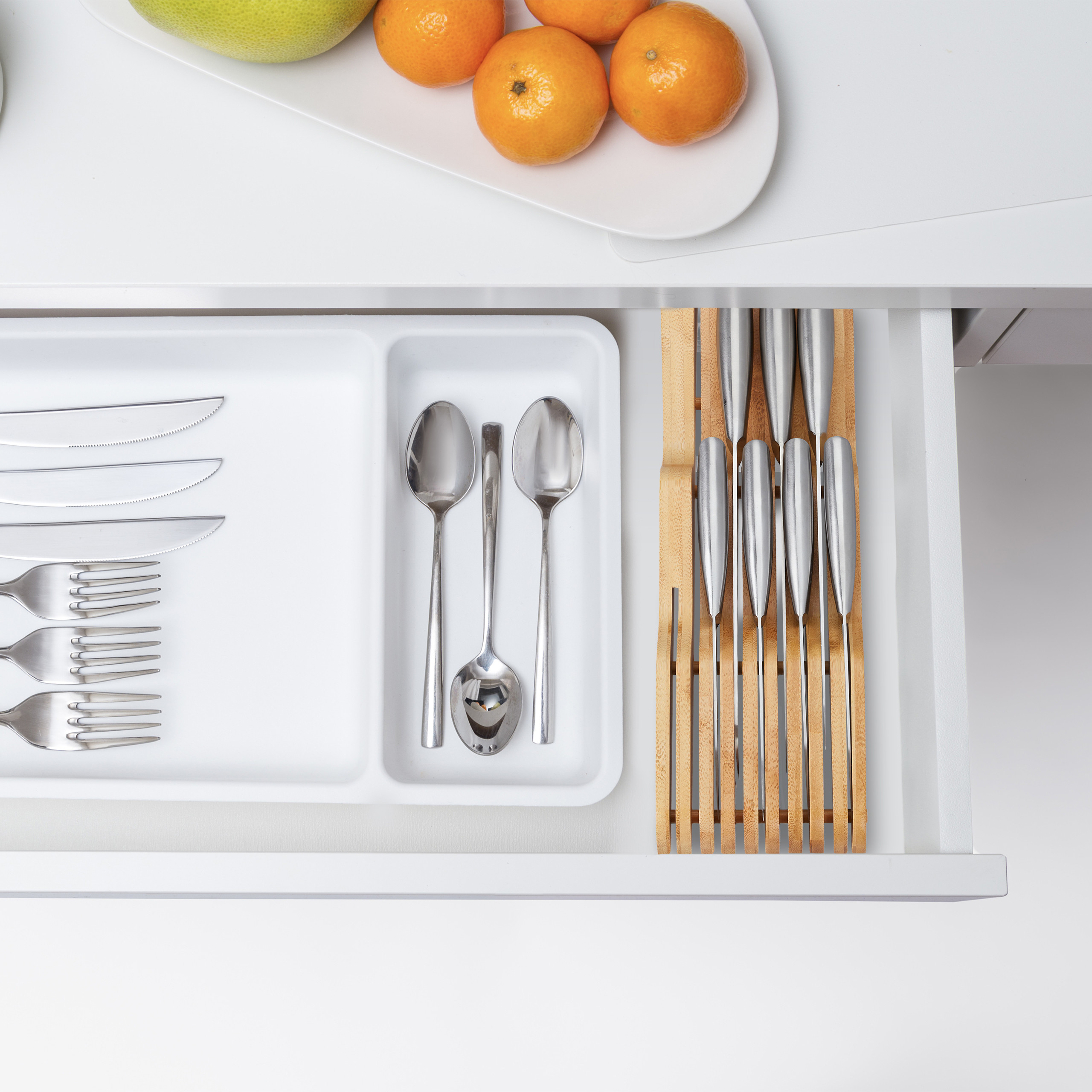 Messerblock Schublade, Messeraufbewahrung Bambus, Messer Organizer