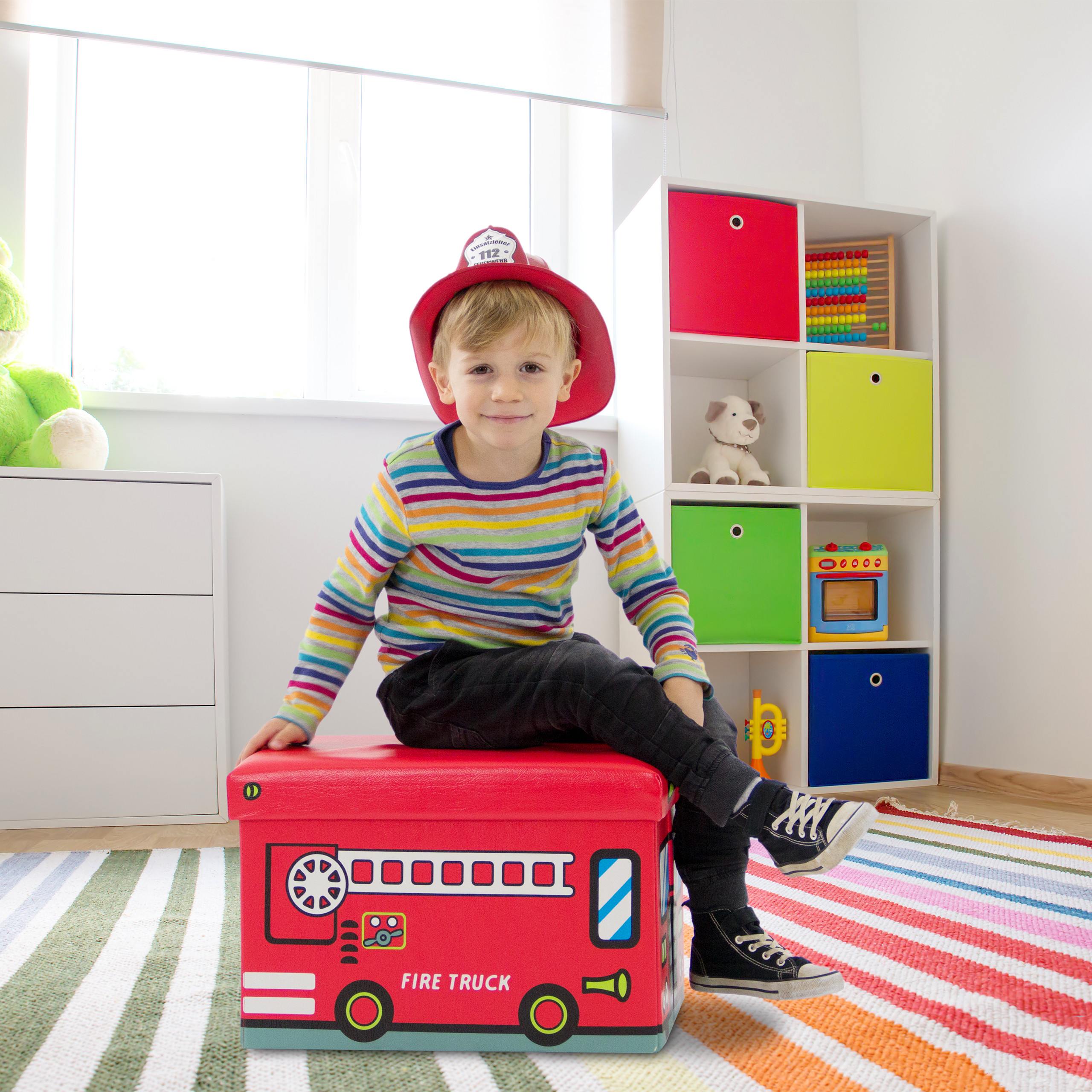 Faltbare Spielzeugkiste Spielzeugbox Sitzhocker Spielzeugtruhe Sitzbank