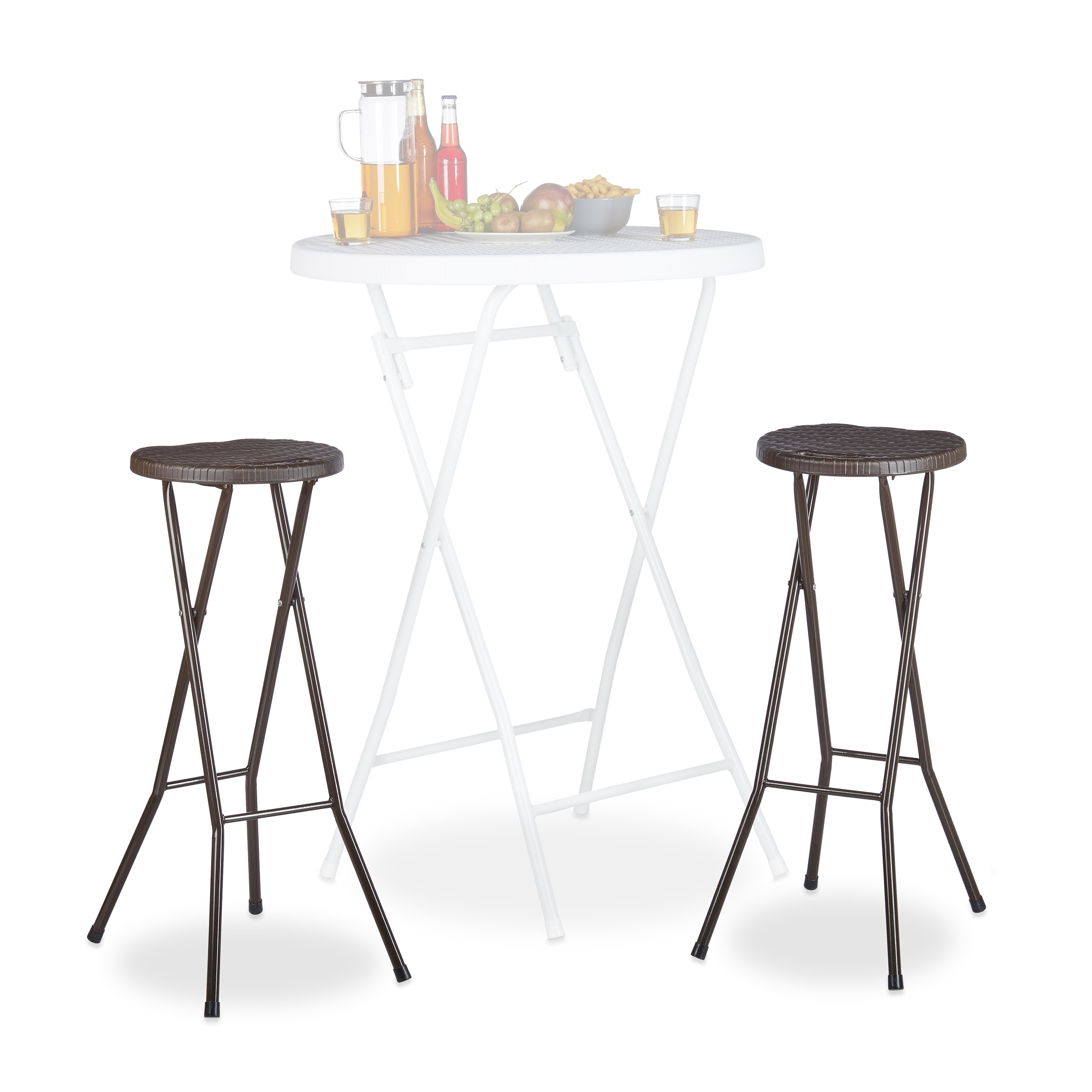 RELAXDAYS BAR STOOLS Foldable Bastian 2er Set, Weatherproof, Folding