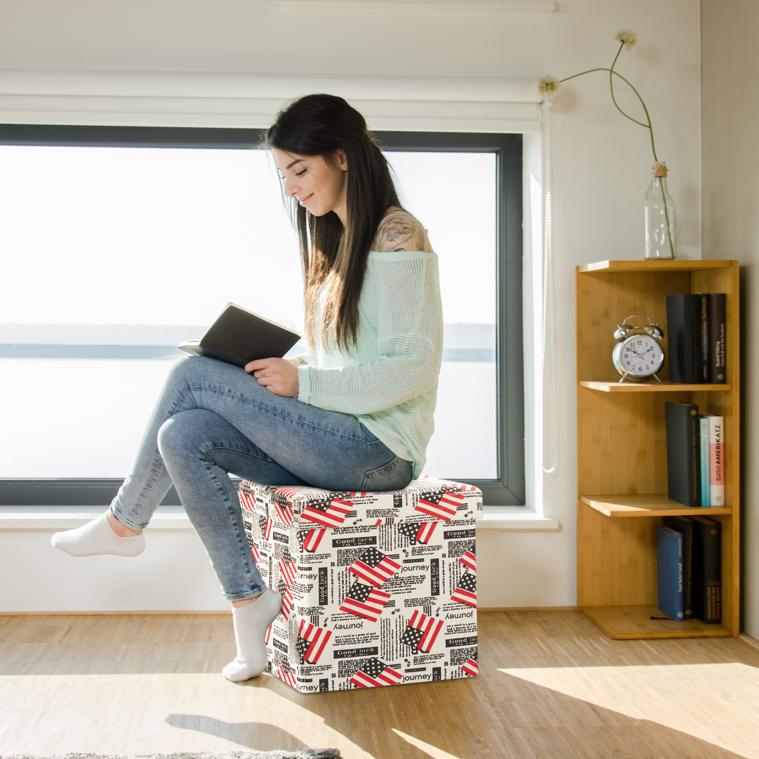 Sitzhocker mit Stauraum Aufbewahrungsbox Sitztruhe faltbar quadratisch