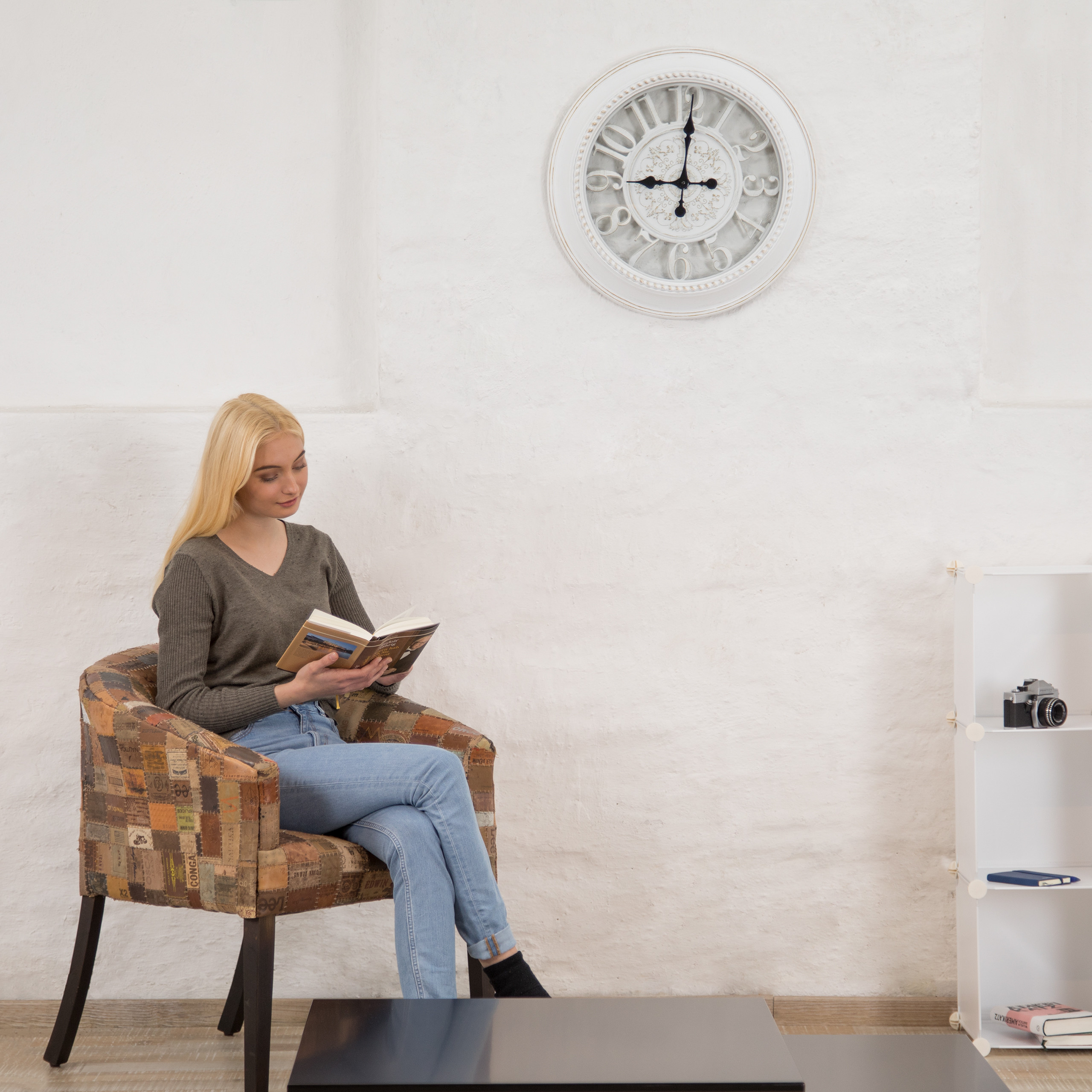 Wanduhr XL rund, Küchenuhr batteriebetrieben, Analoguhr geräuschlos