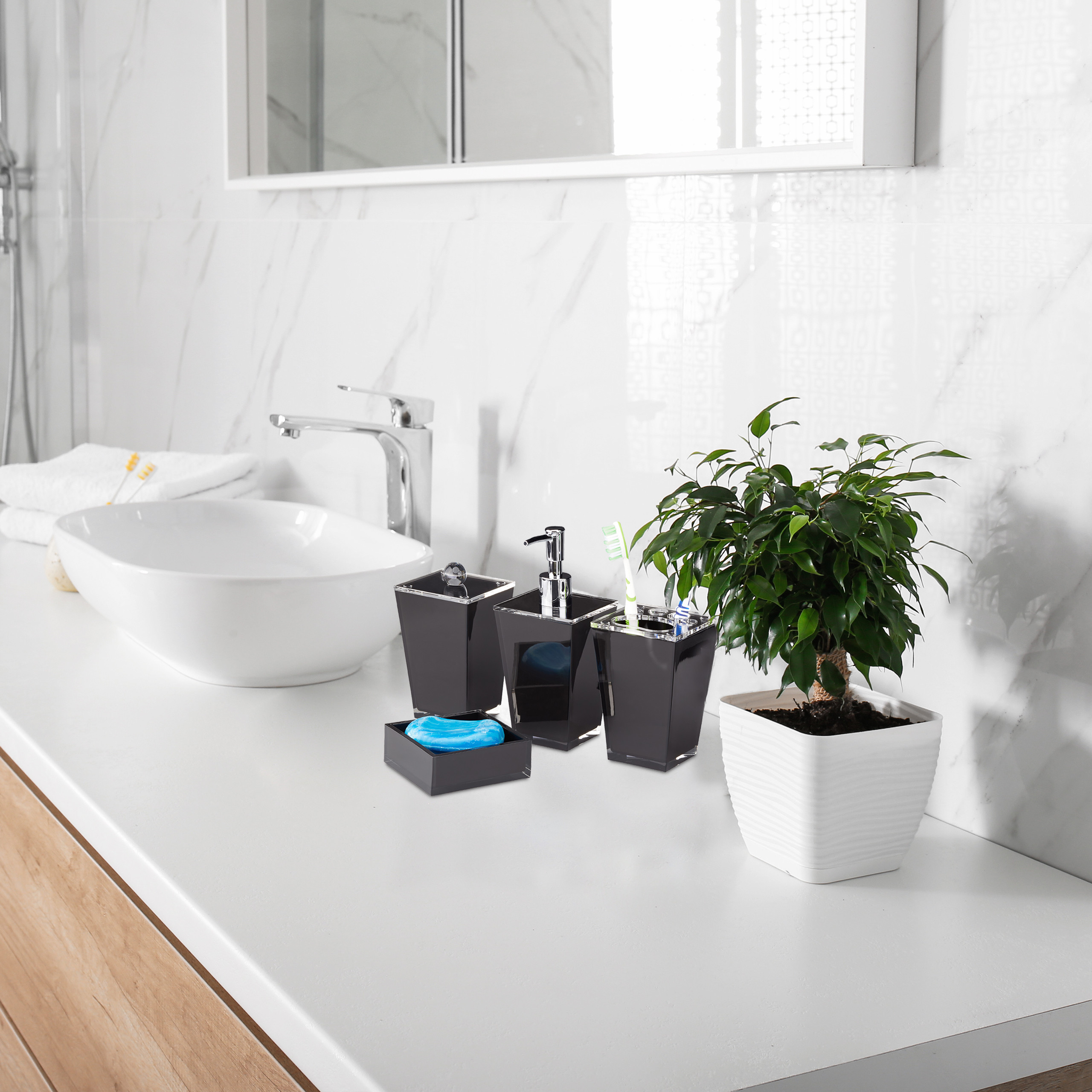 Badaccessoires Set 5-teilig, Badezimmerset Zubehör, Badset komplett