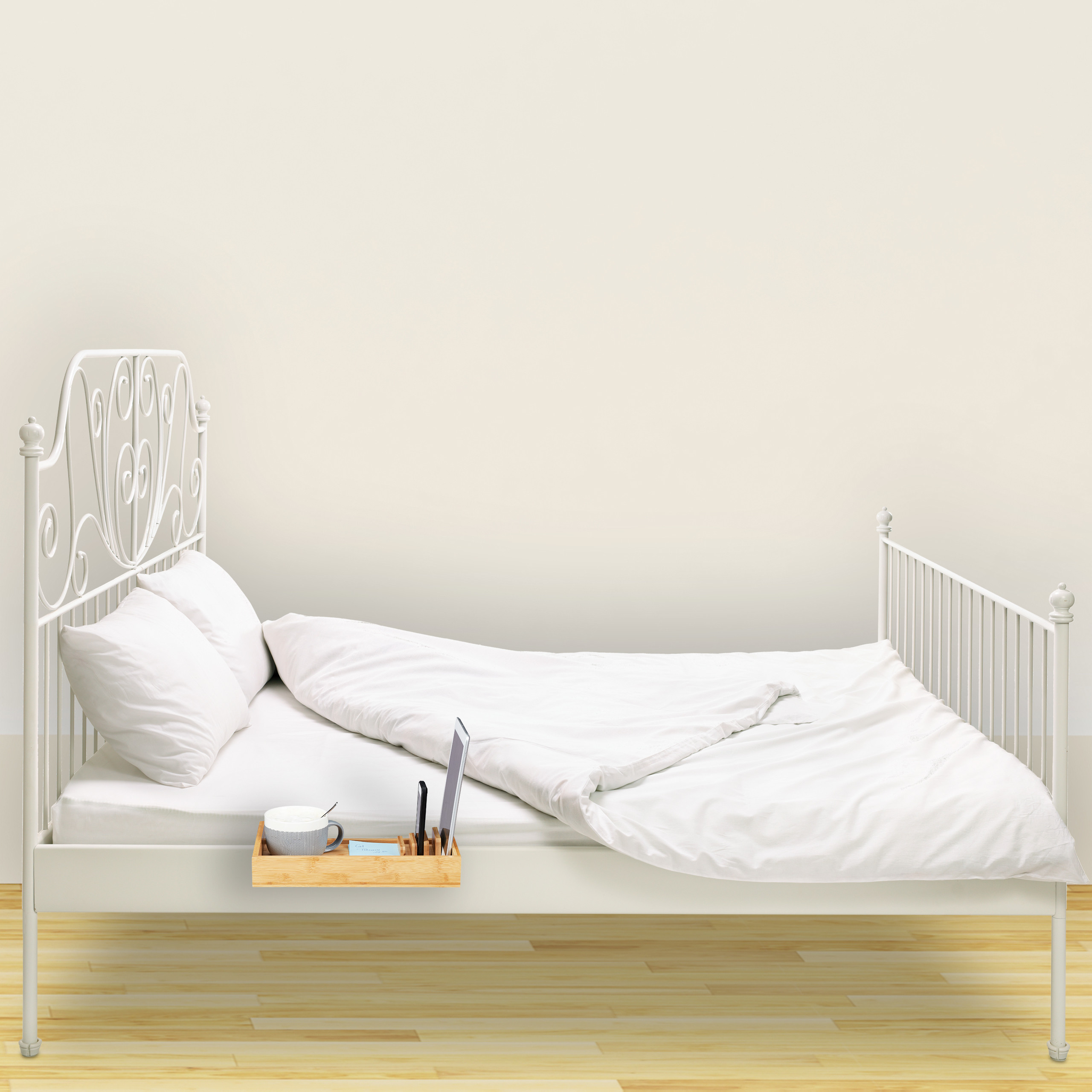 Bettablage Bambus Klemmbar Nachttischregal Bett Organizer Getrankehalter Tisch Ebay