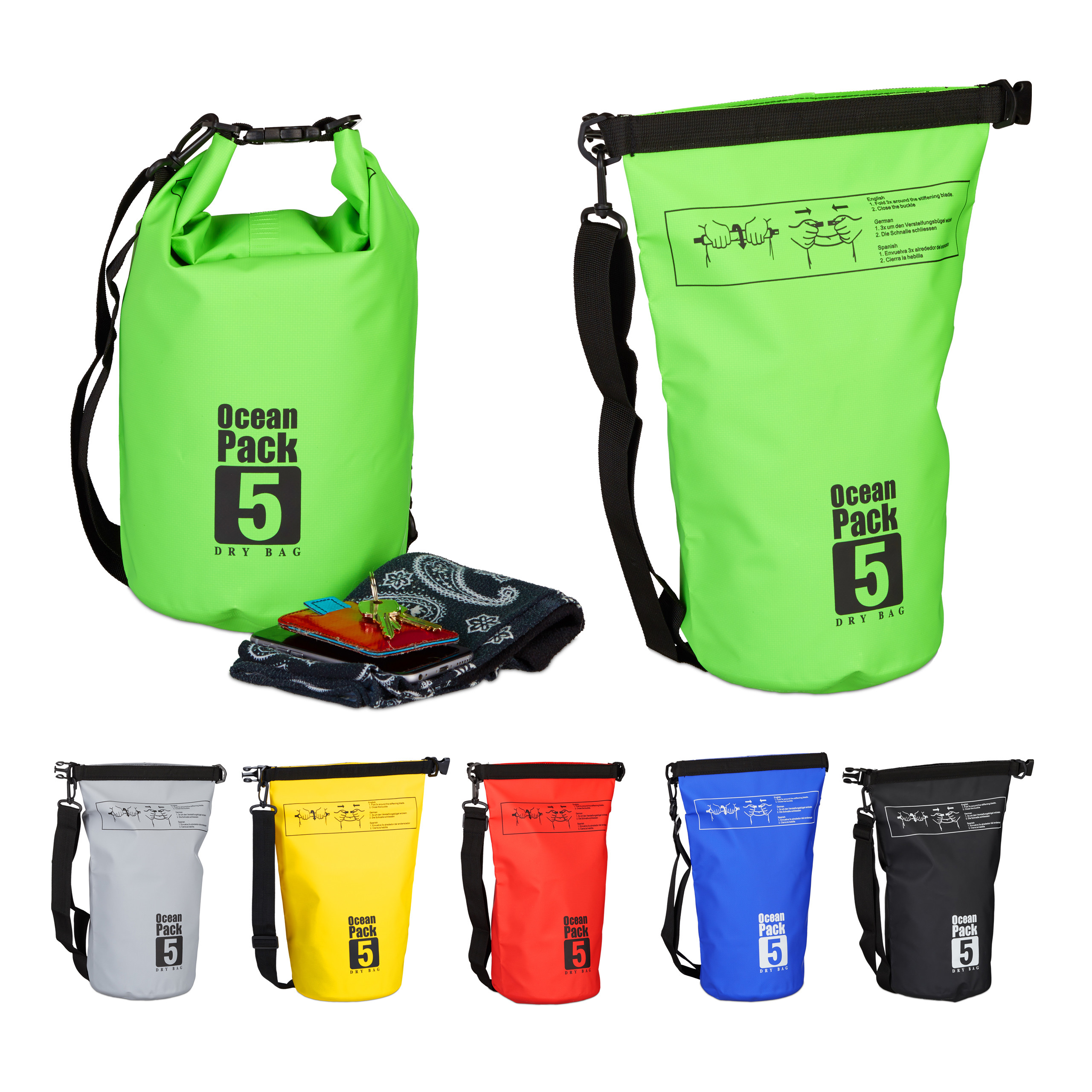 OCEAN PACK 5L Dry Pack Survival Bag Strandtasche Seesack wasserdicht Outdoor Bag EUR 5,90