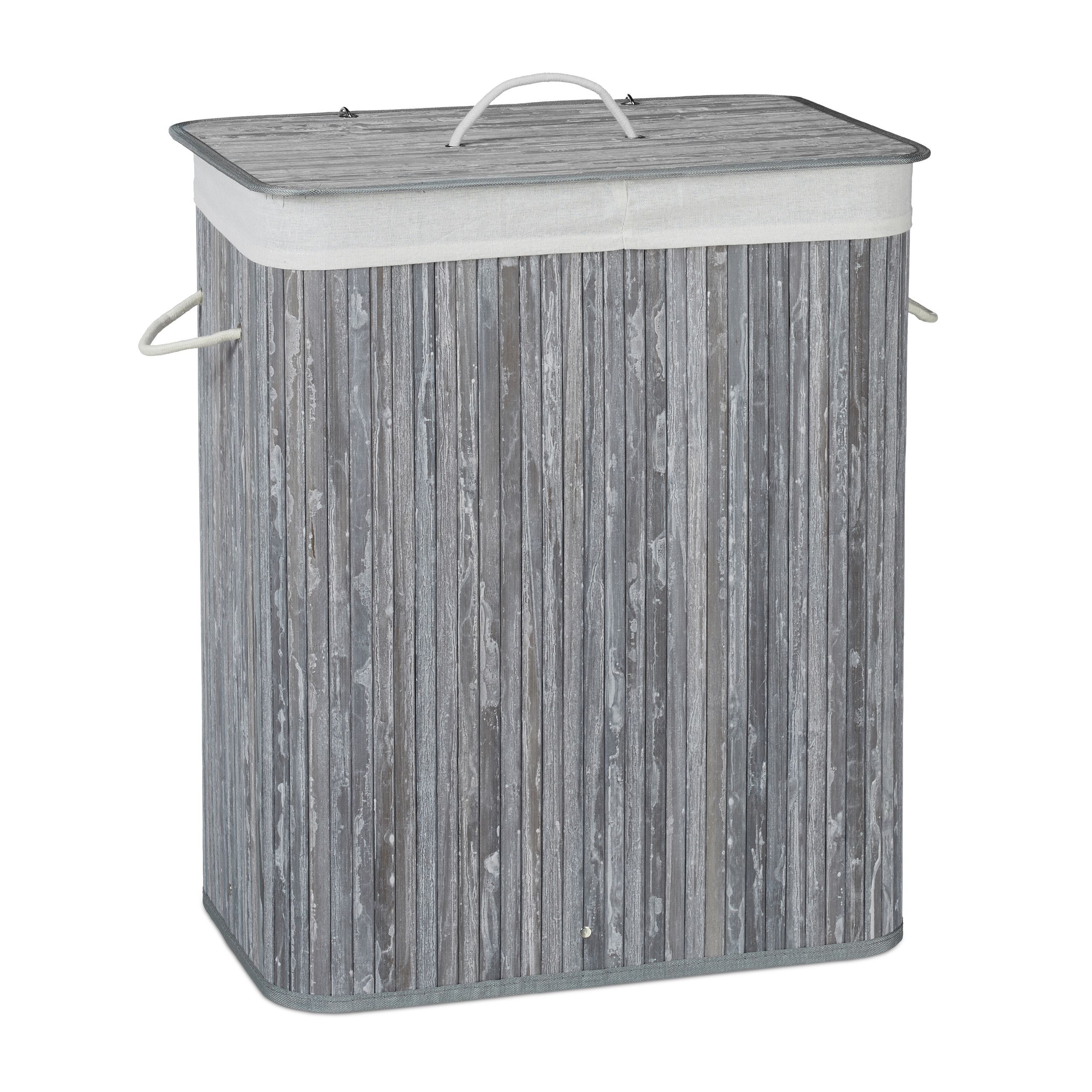 Wäschekorb Wäschesammler Wäschebox Bambus mit 2 Fächern, faltbar