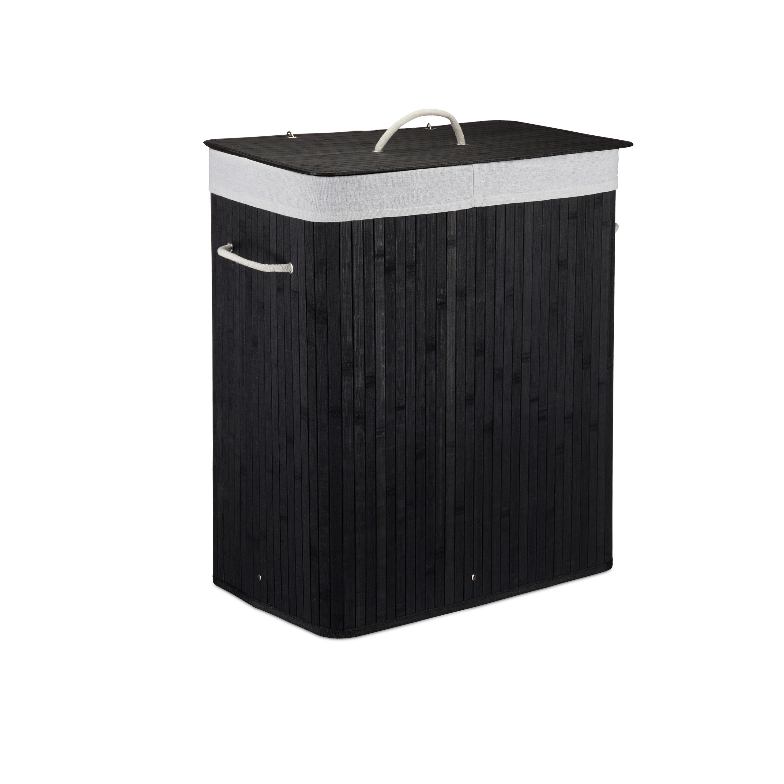 Wäschekorb Wäschesammler Wäschebox Bambus mit 2 Fächern, faltbar