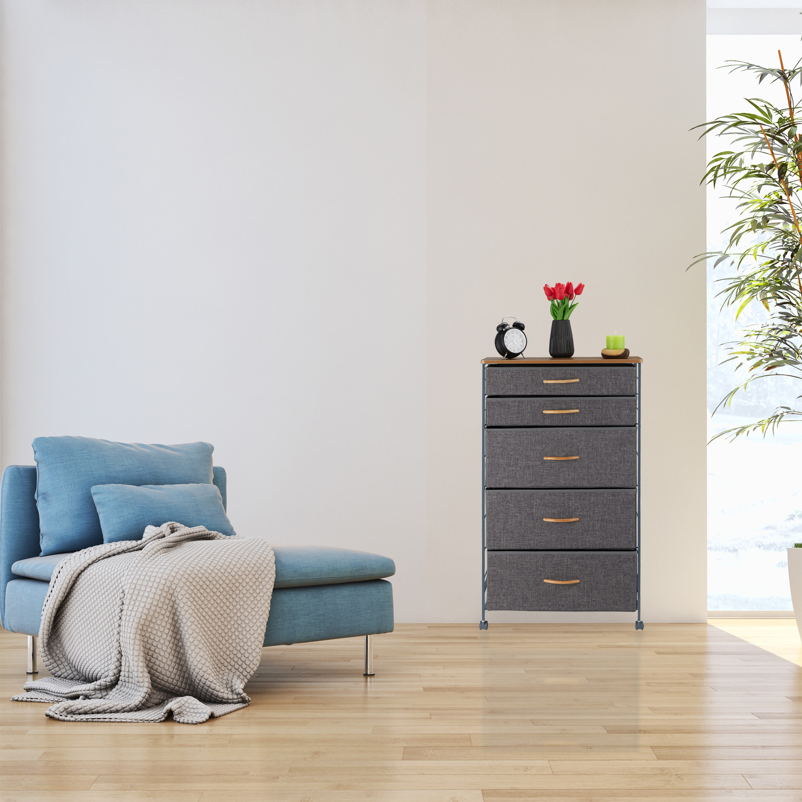 DRAWER DRESSER Roller shelf system fabric Dresser Drawers