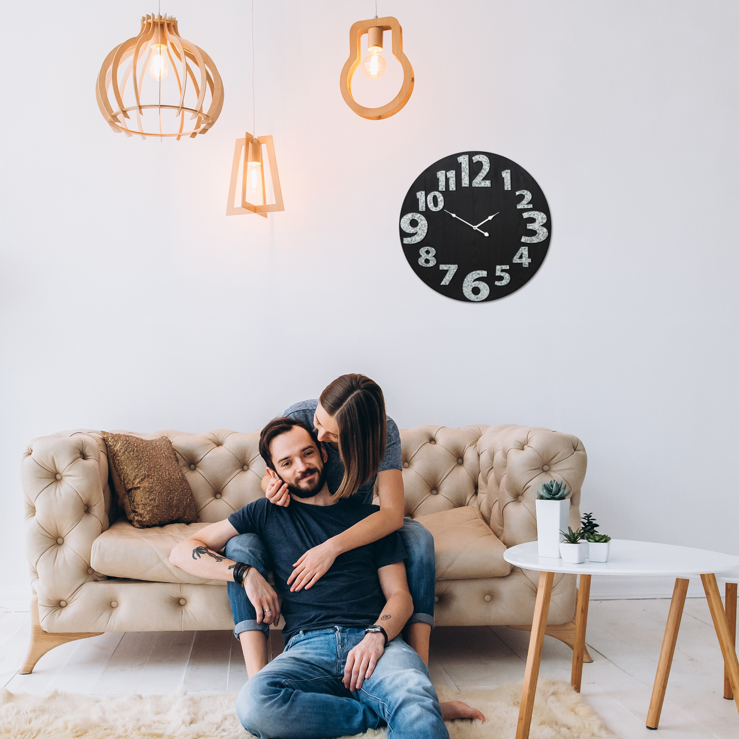 Wanduhr ohne Tickgeräusche, XXL Wohnzimmeruhr, Küchenwanduhr, Uhr