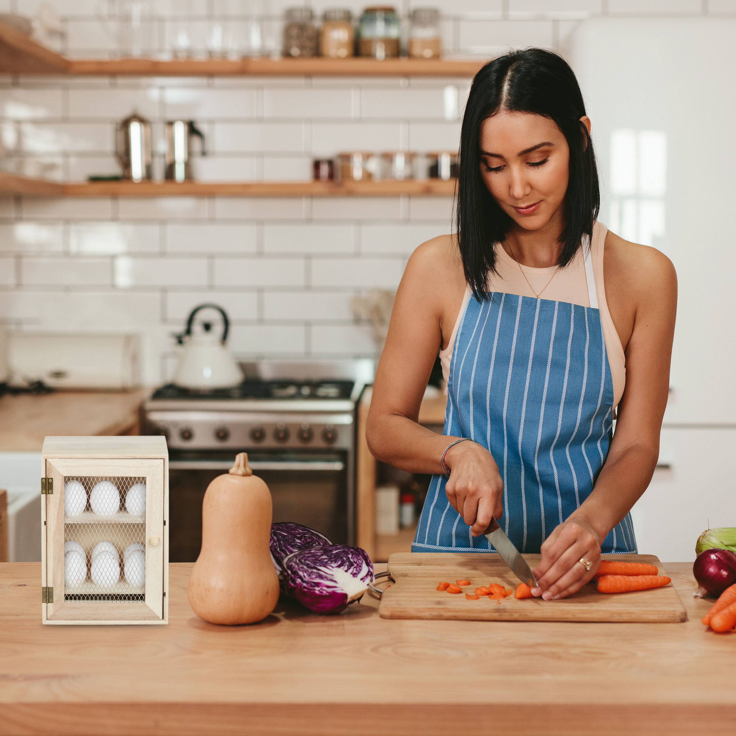 Eierschrank Holz Eierständer Landhaus Eierregal Eieraufbewahrung