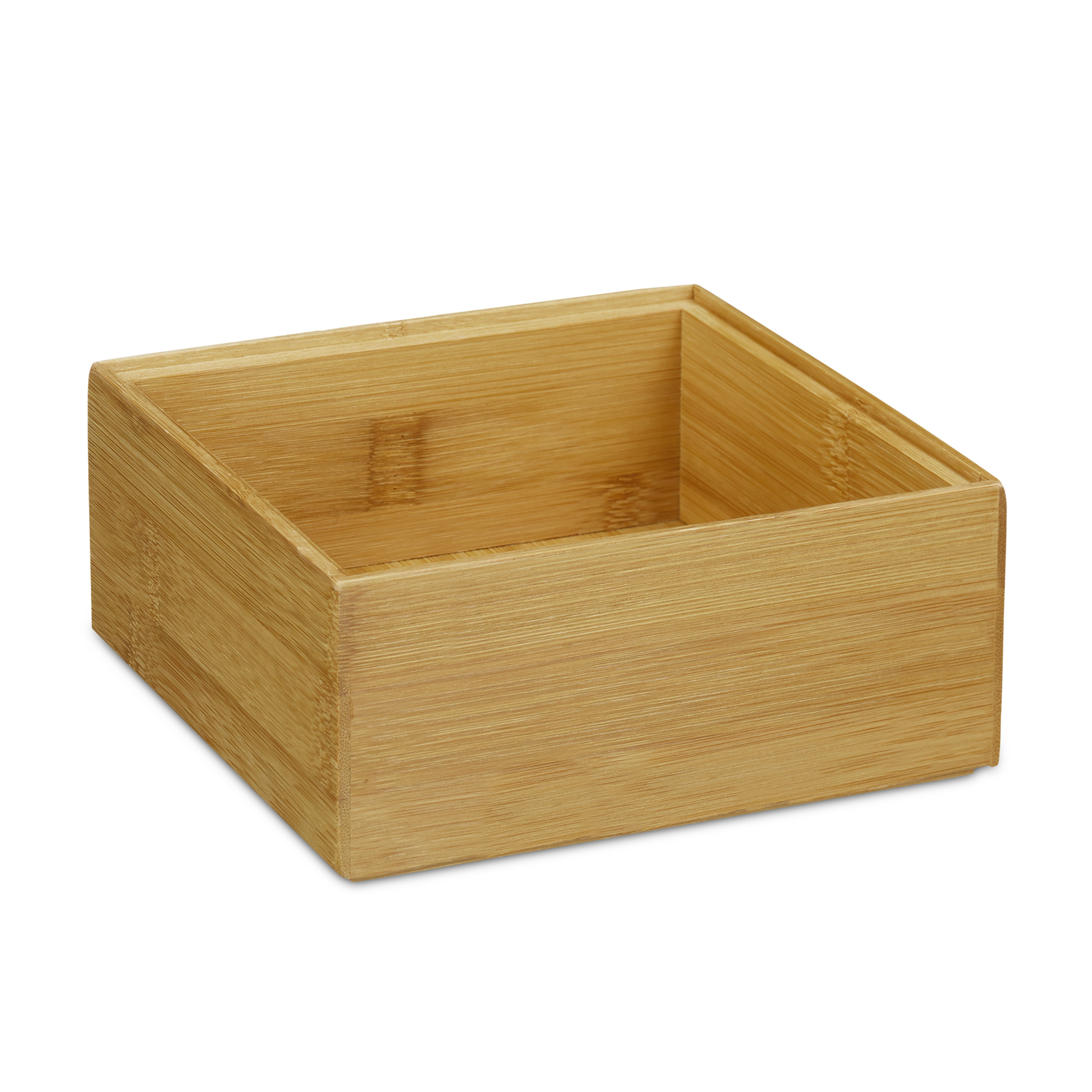 4 x Ordnungsbox Bambus, Stapelkiste Bad, Bambuskiste Aufbewahrungsbox