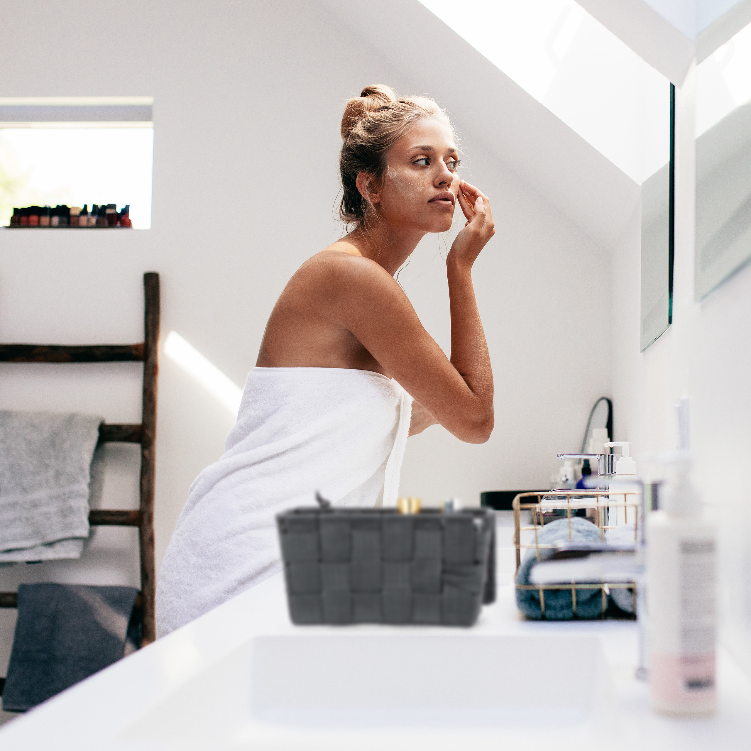 Aufbewahrungskorb mit Deckel Aufbewahrung Box Badaufbewahrung