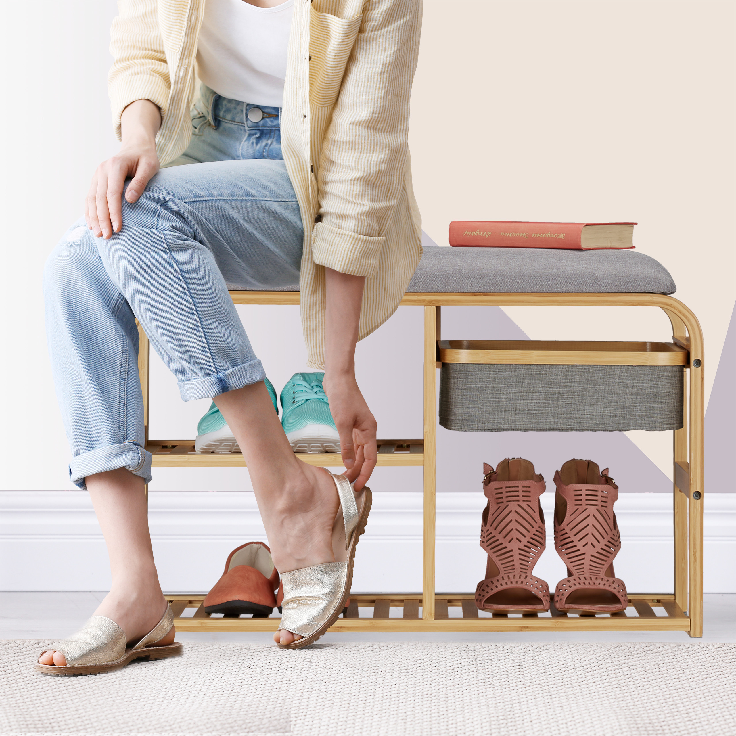 Schuhbank Schuhregal Schuhsitzbank Garderobenbank Schuhkommode Flurbank