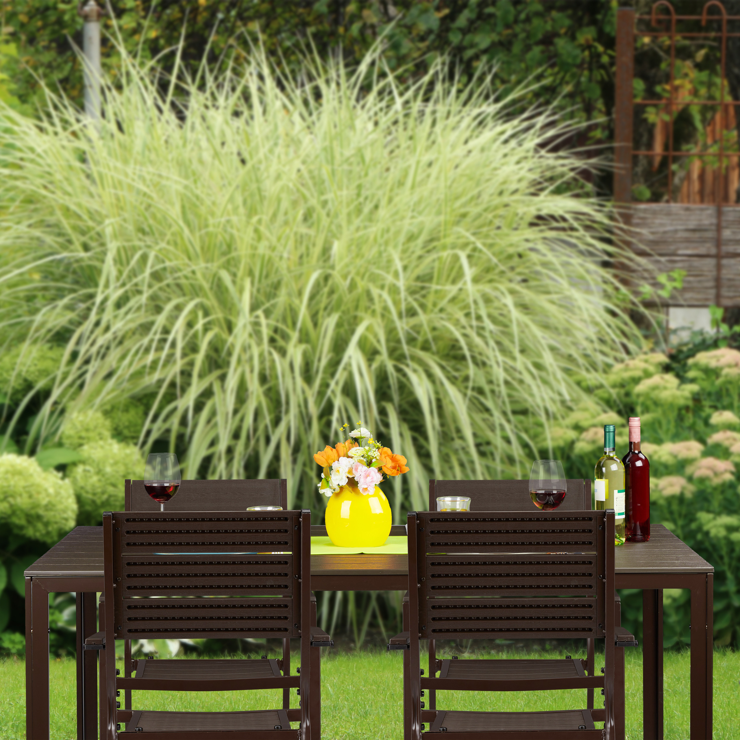 Gartentisch rechteckig Holzoptik Terrassentisch Balkontisch Outdoor