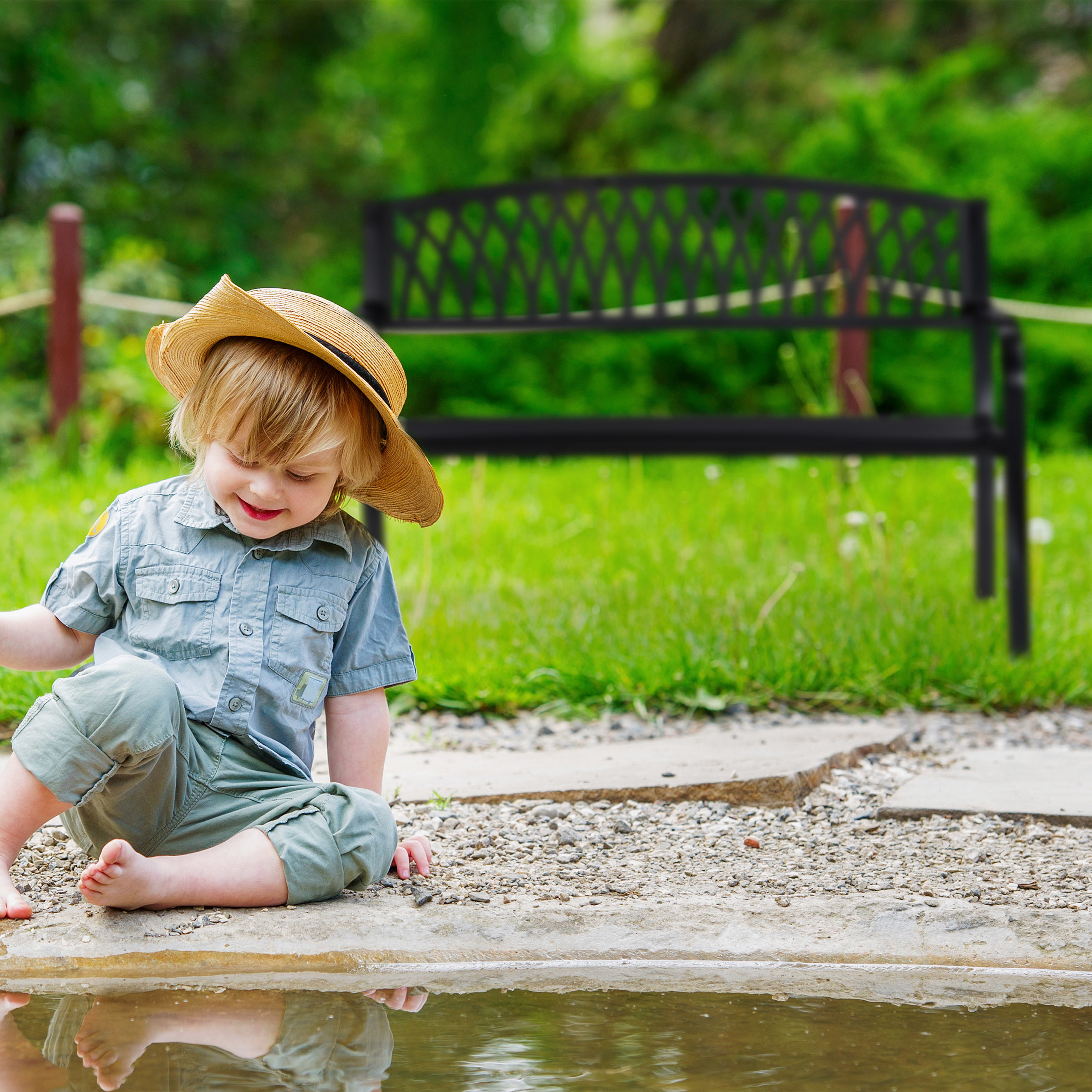 Gartenbank schwarz Metallbank Sitzbank Terrassenbank Verandabank Metall