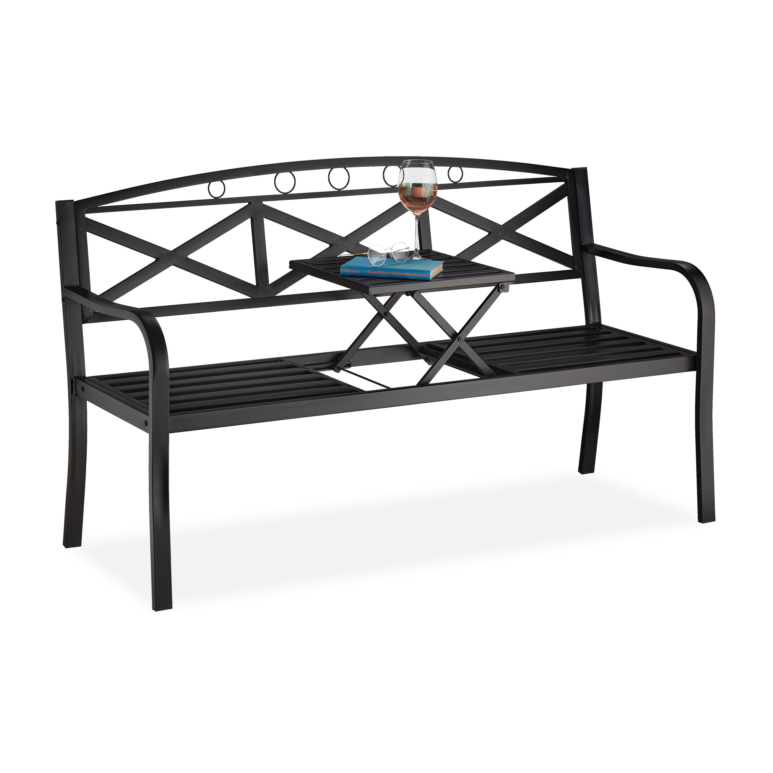 Gartenbank mit Tisch Sitzbank Parkbank Balkonbank Metallbank