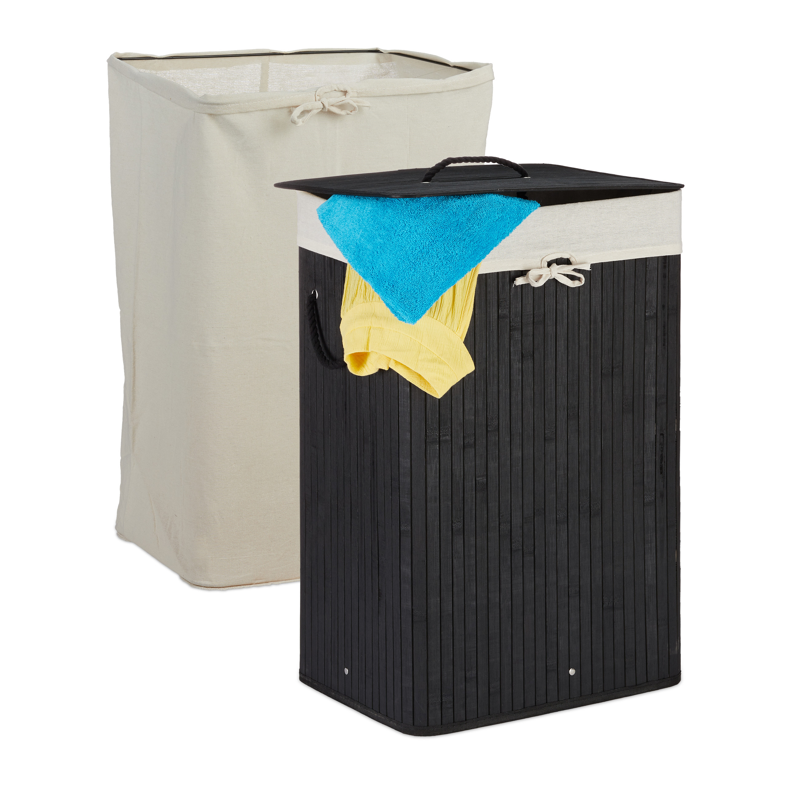 LAUNDRY BASKET BAMBOO, laundry collector with lid, laundry box rectangular, laundry basket £16.