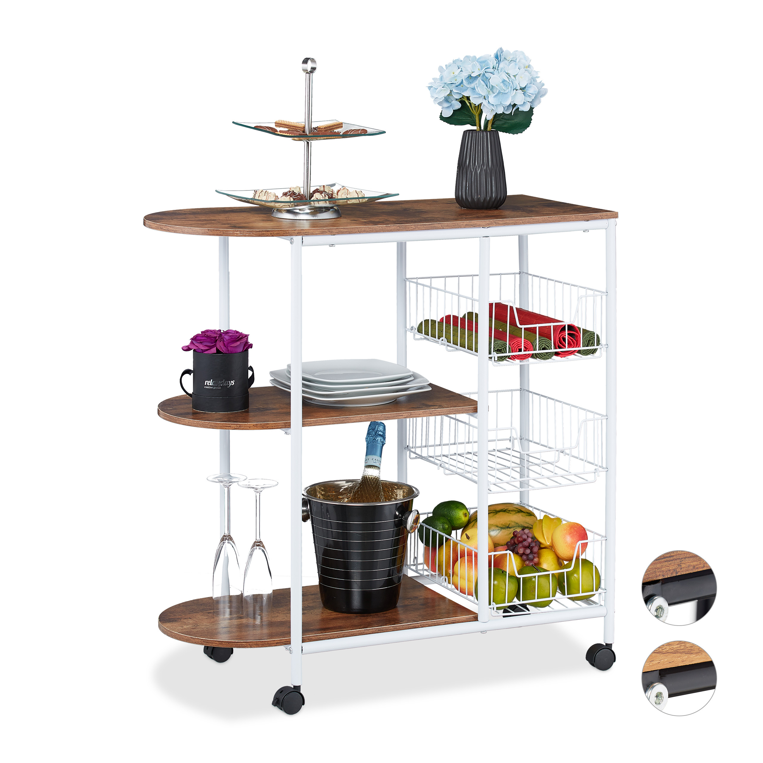 Servierwagen Industrial, Küchenwagen, Barwagen, Beistellwagen Vintage