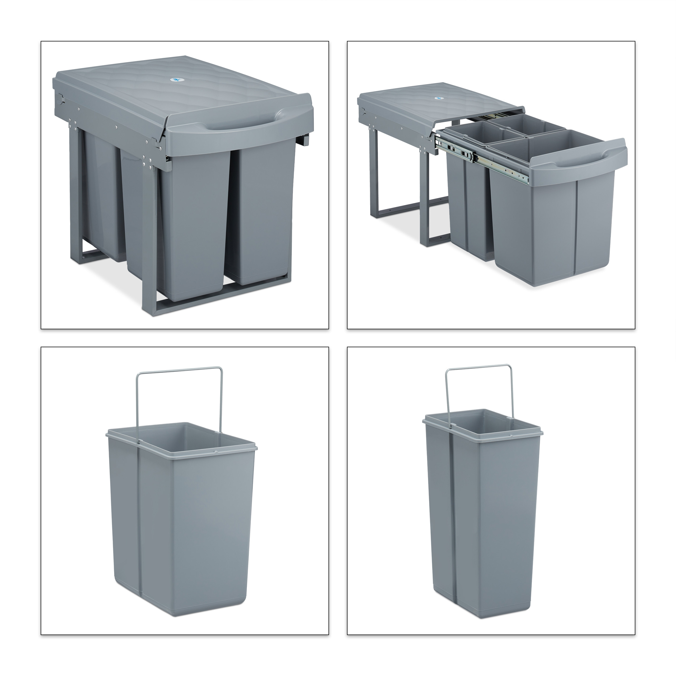 Einbaumülleimer 3fach Trennmülleimer Abfallsystem Küchenmülleimer