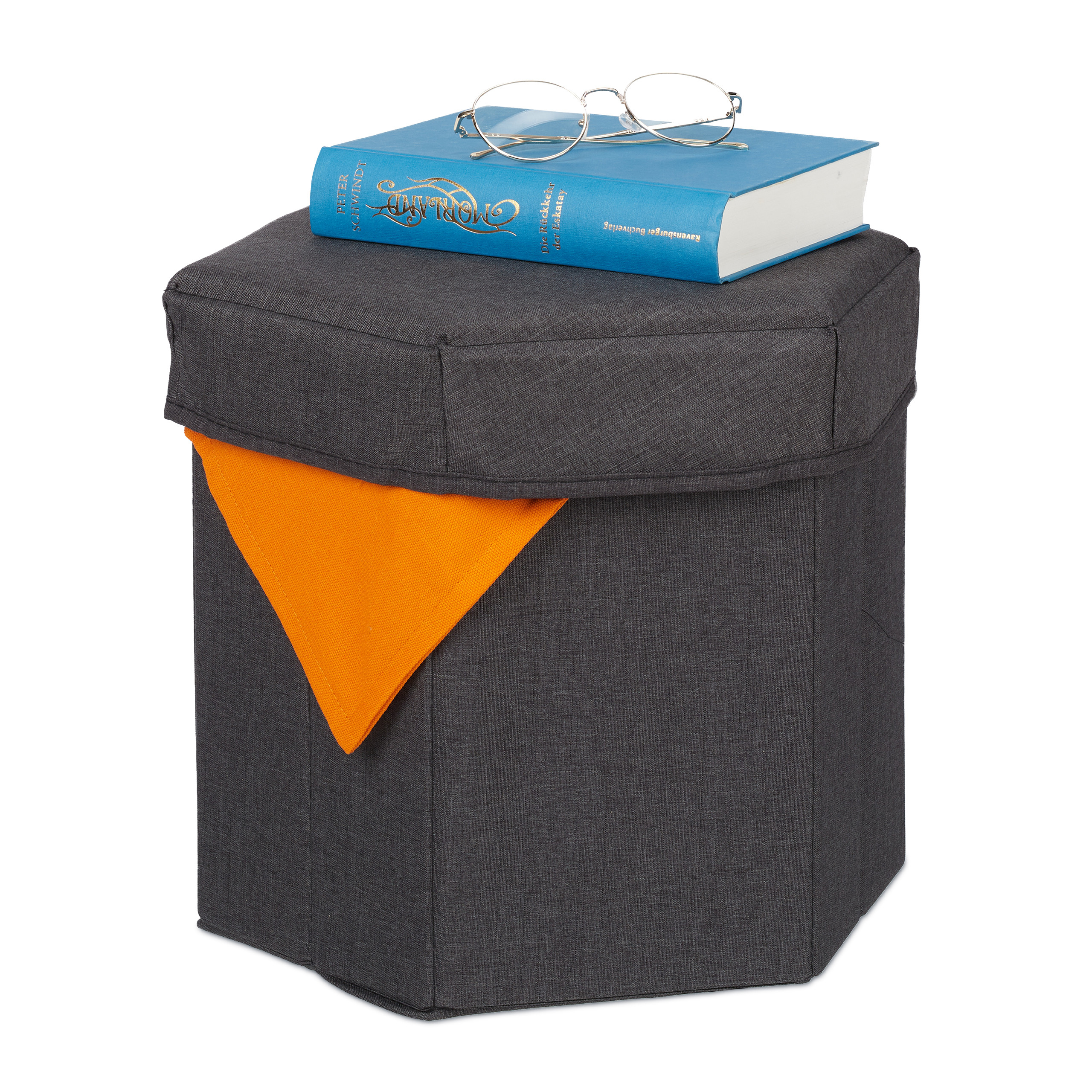 Sitzhocker mit Stauraum, Fußhocker Polsterhocker Stoffhocker