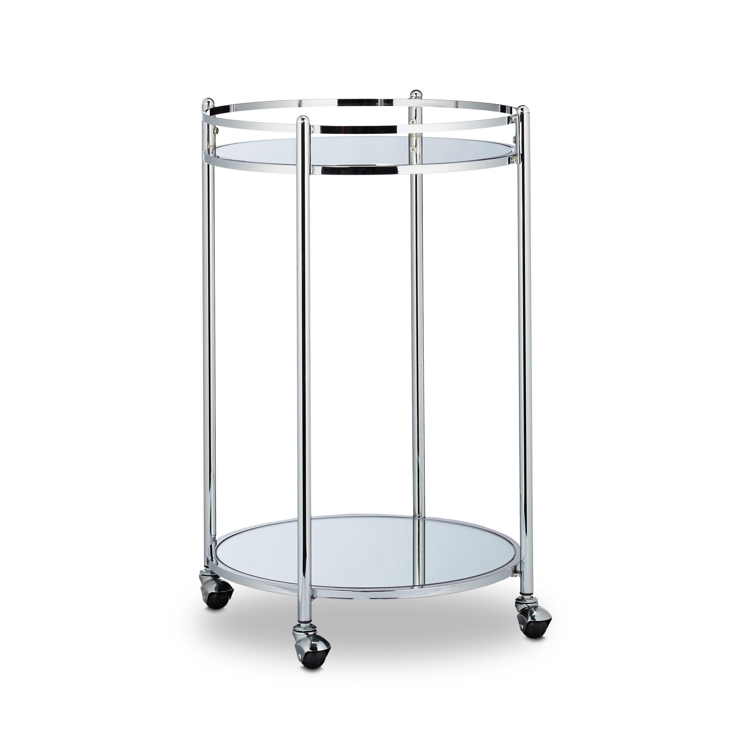 Servierwagen rund Barwagen Küchenwagen Weinwagen Beistellwagen silber