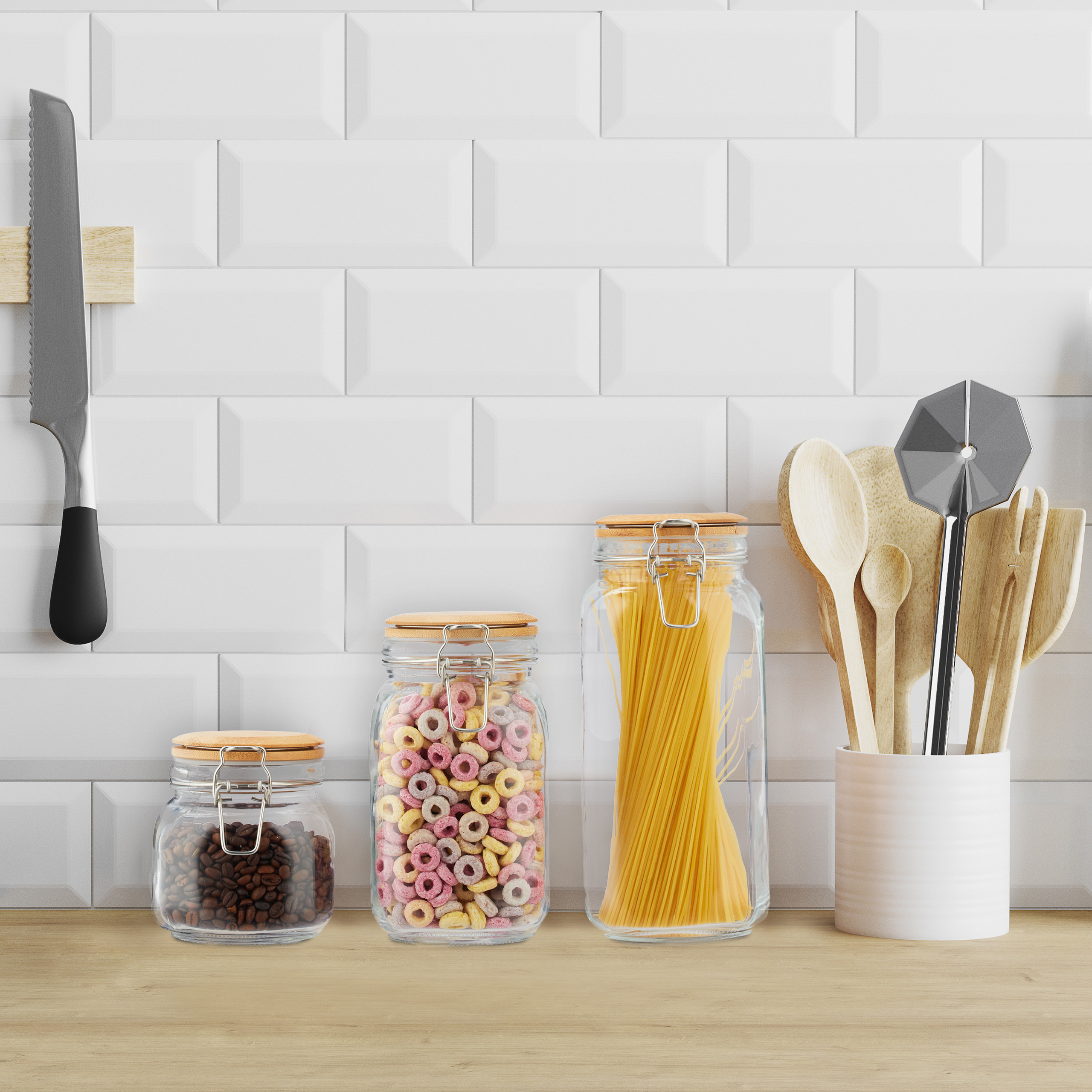 6 x Vorratsglas Glasbehälter Lebensmittelaufbewahrung Nudelglas