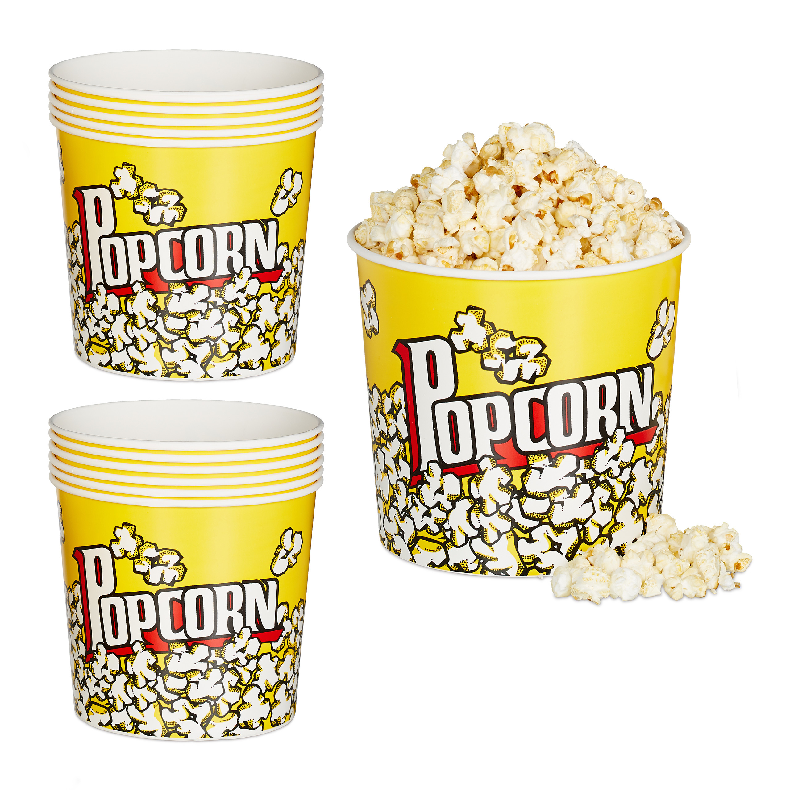 12 x Popcorn Eimer wiederverwendbar, Popcornbecher, Popcornkübel