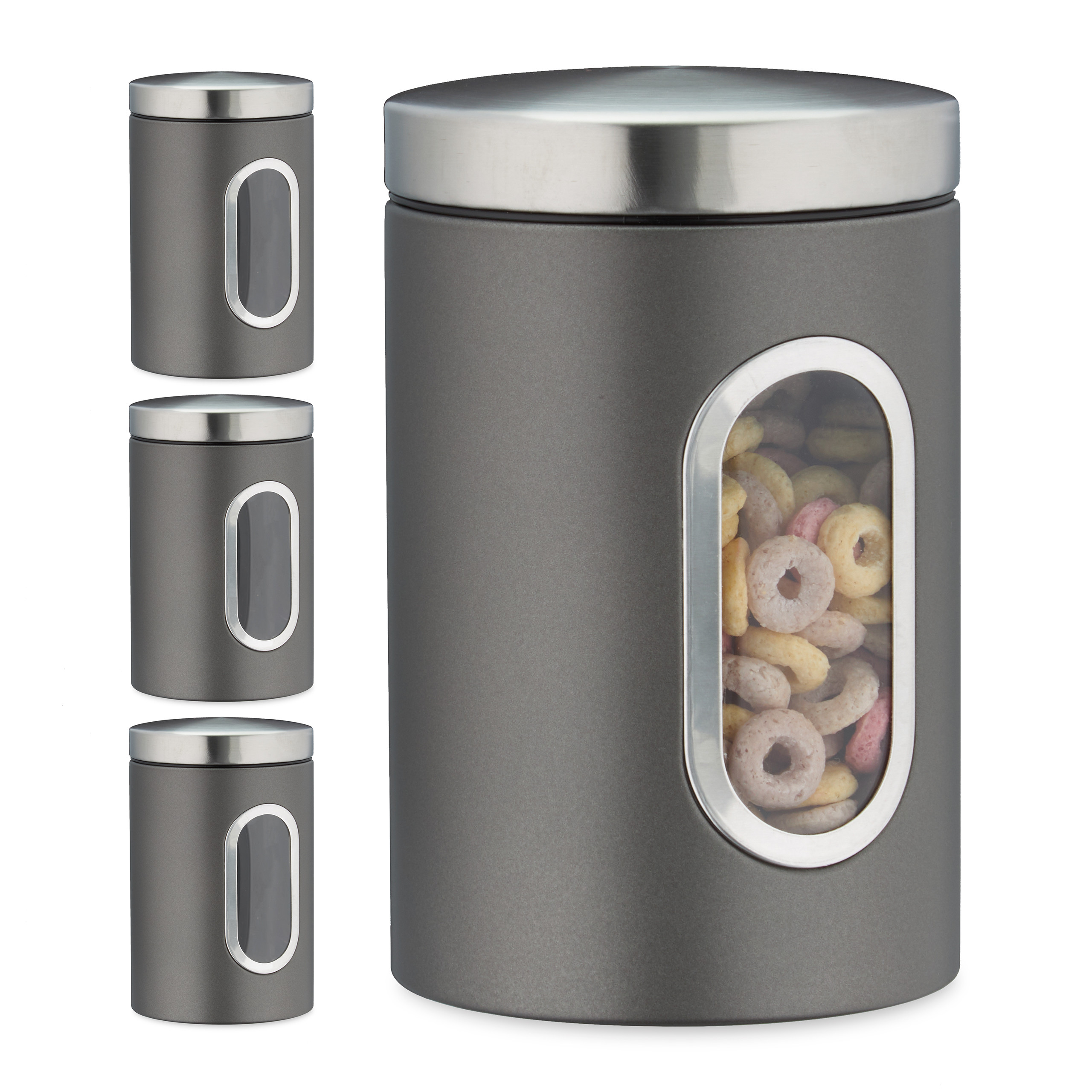 4 x Vorratsdose mit Sichtfenster Mehlaufbewahrung Zuckerbehälter